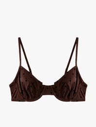 İnce Askılı Balenli Puantiyeli Bikini Üstü