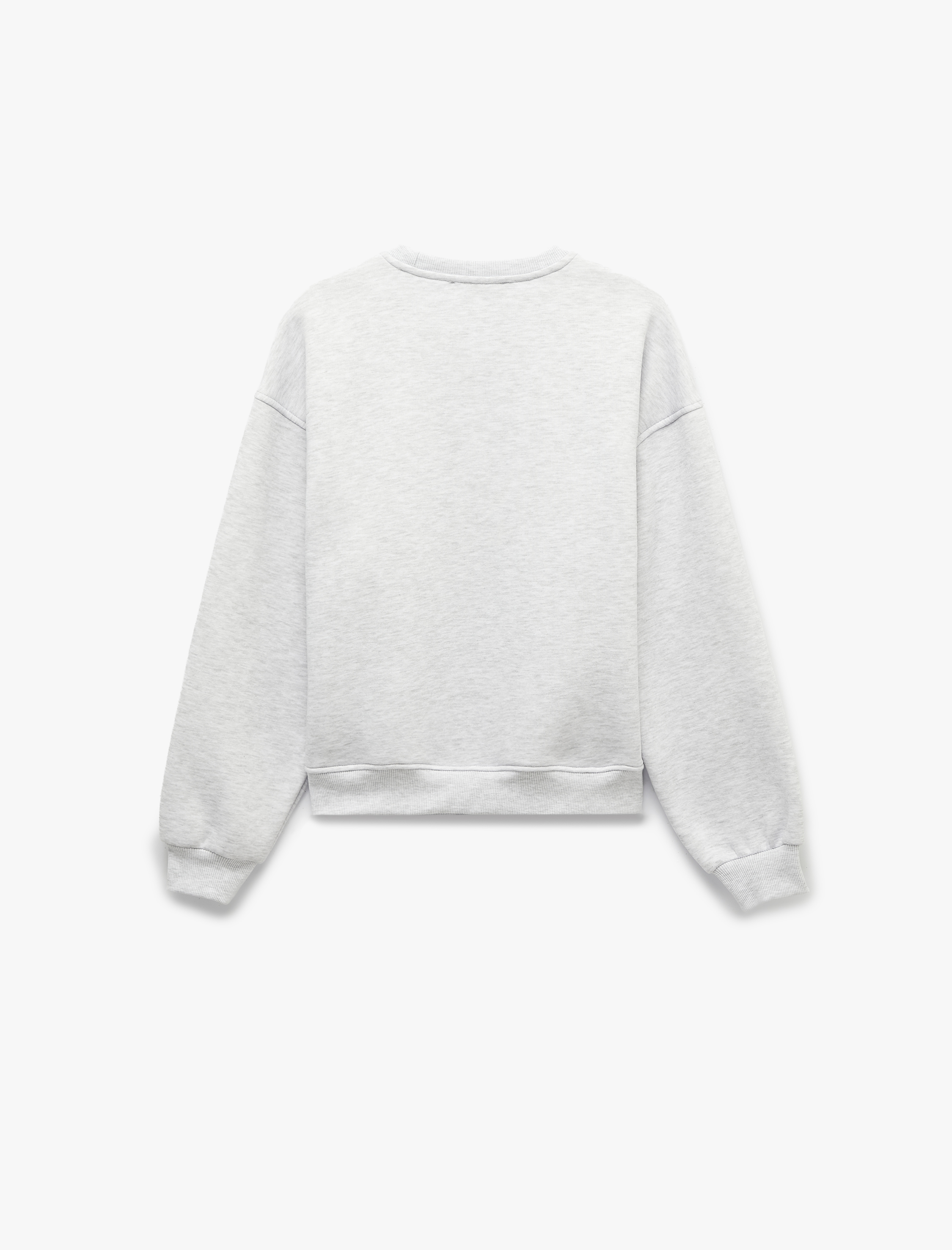   Rahat Kalıp Üç İplik Şardonlu Bisiklet Yaka Uzun Kollu Yıldız Baskılı Sweatshirt