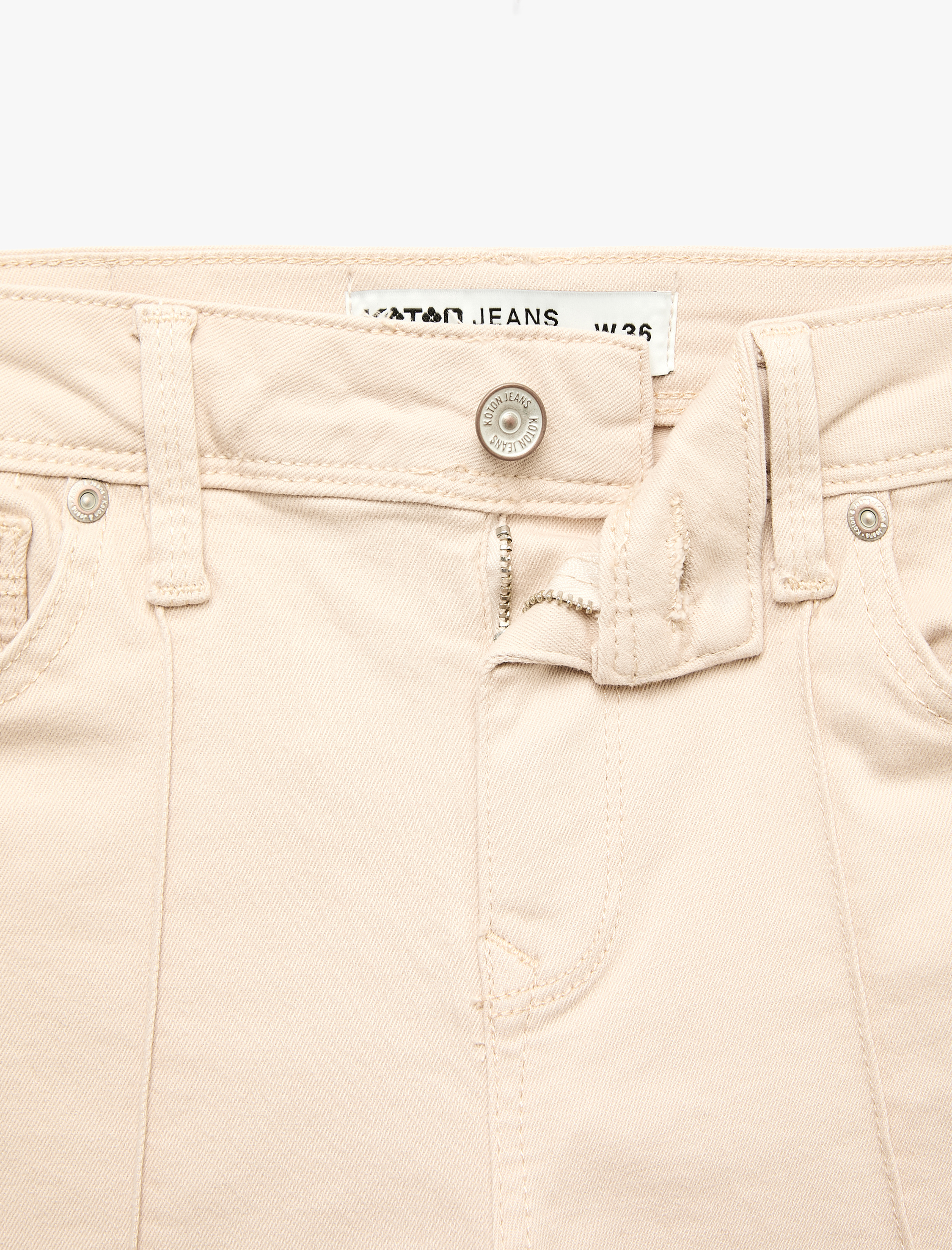  Cep Detaylı Dar Kesim Nervürlü Pamuklu İspanyol Paça Denim Pantolon - Flare Jeans