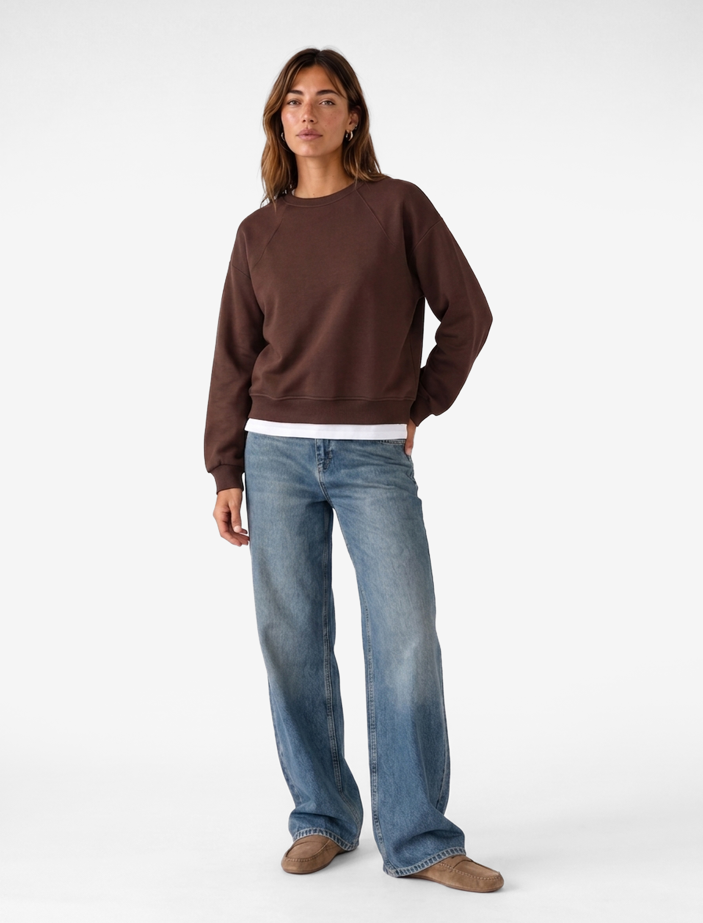   Regular Fit Üç İplik Şardonlu Uzun Kollu Bisiklet Yaka Basic Sweatshirt