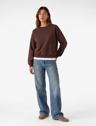 Regular Fit Üç İplik Şardonlu Uzun Kollu Bisiklet Yaka Basic Sweatshirt