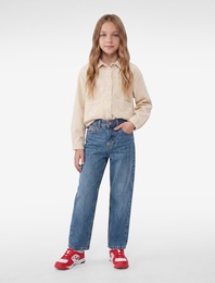 Pamuklu Cepli Straight Fit Denim Pantolon