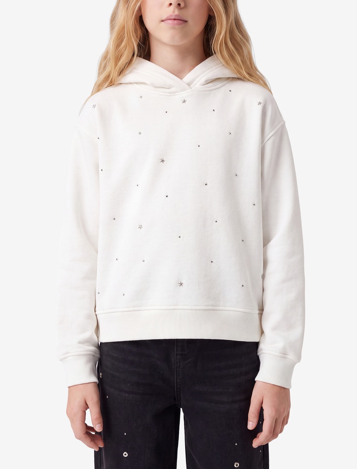 Kız Çocuk Şardonlu Uzun Kollu Oversize Kapşonlu Sweatshirt
