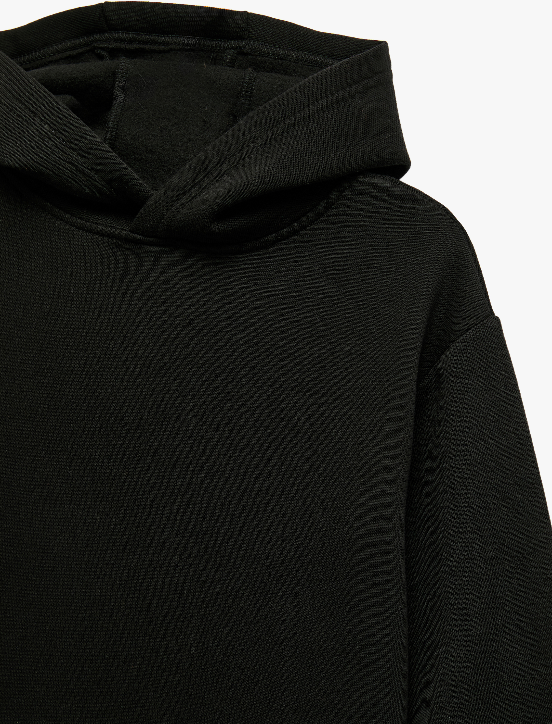  Erkek Çocuk Oversize Şardonlu Uzun Kollu Basic Kapşonlu Sweatshirt