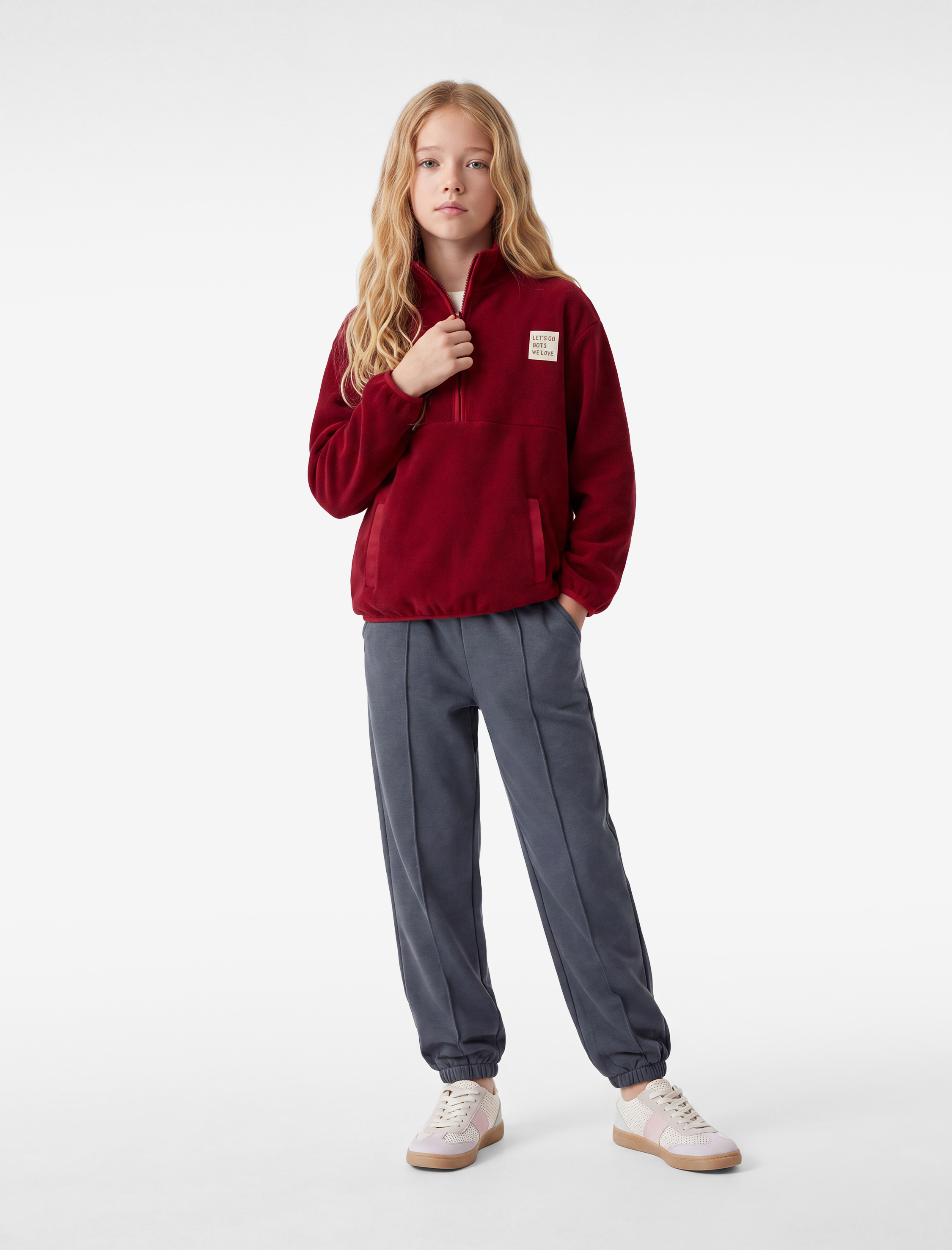  Kız Çocuk Beli Lastikli Cepli Basic Jogger Eşofman Altı