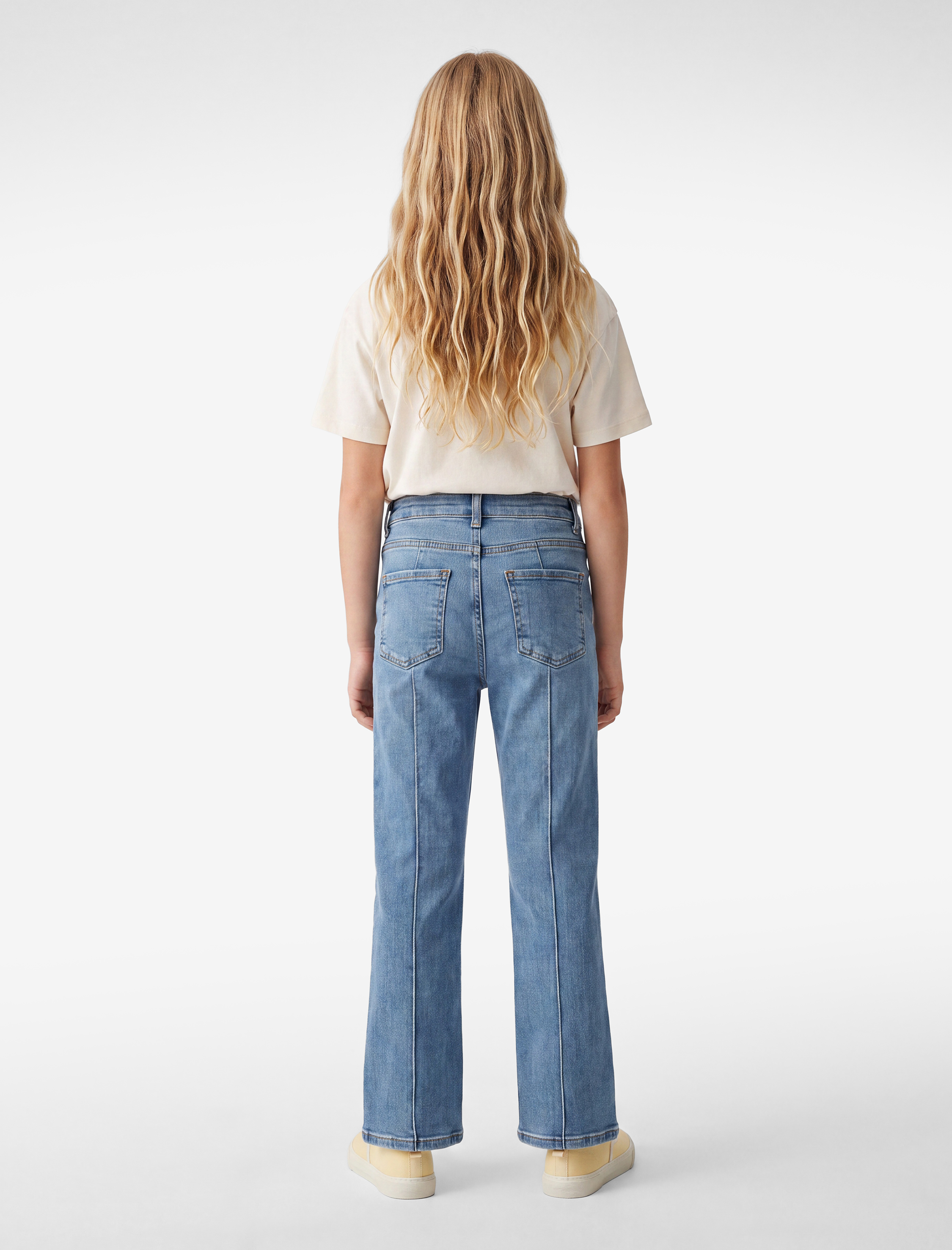  Kız Çocuk Pamuklu Cepli Slim Fit İspanyol Paça Denim Pantolon