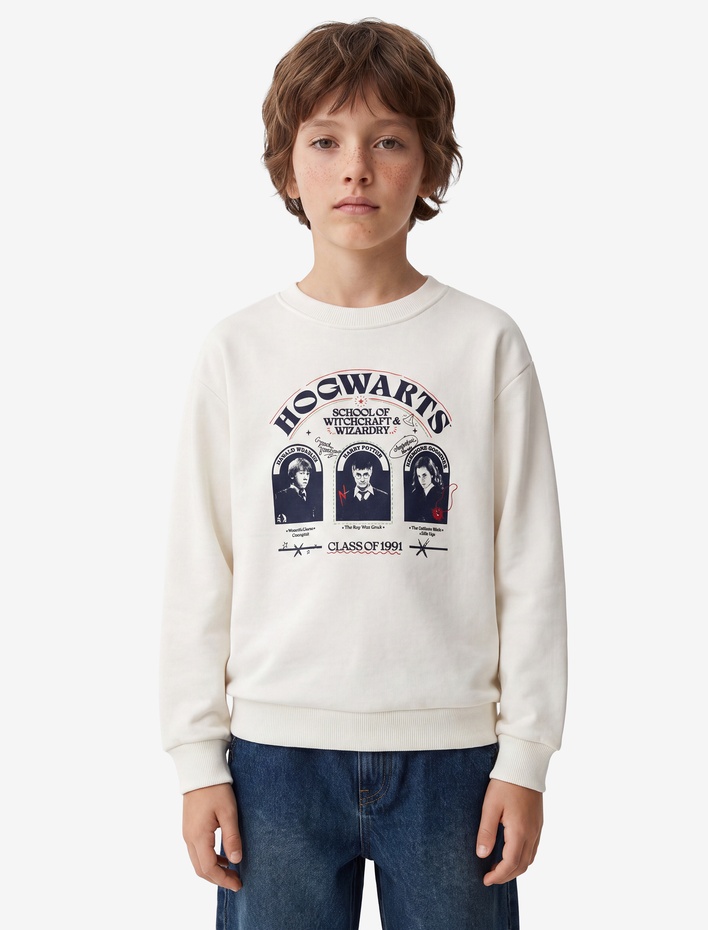 Erkek Çocuk Lisanslı Harry Potter Baskılı Uzun Kollu Bisiklet Yaka Sweatshirt