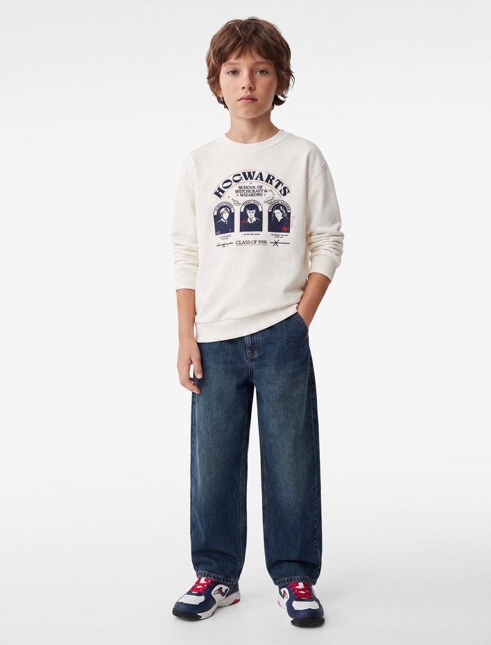 Erkek Çocuk Lisanslı Harry Potter Baskılı Uzun Kollu Bisiklet Yaka Sweatshirt
