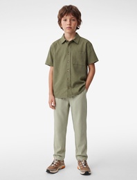 Kısa Kollu Gömlek Yaka Oversize Basic Gömlek