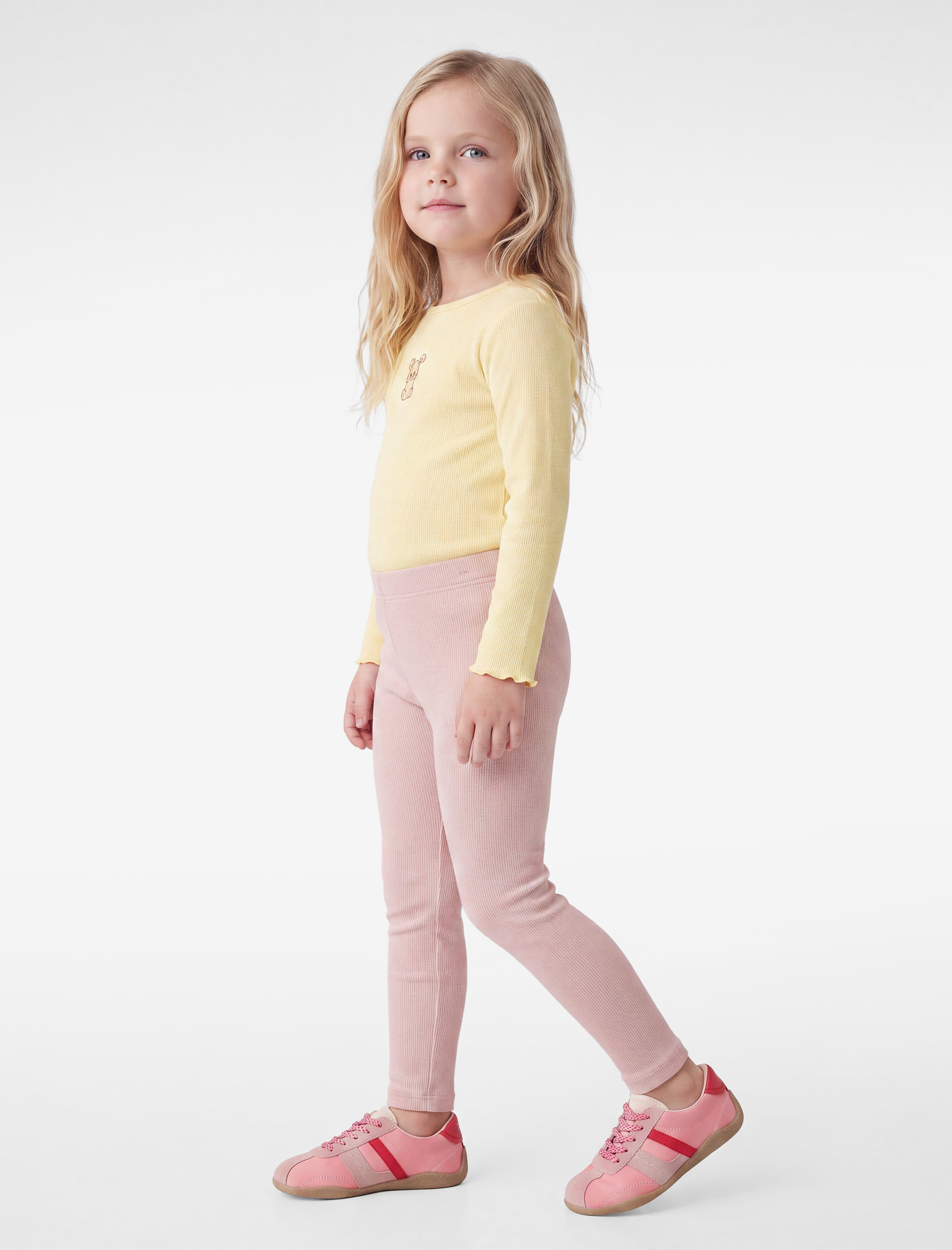  Kız Bebek Beli Lastikli Pamuklu Fitilli Basic Tayt