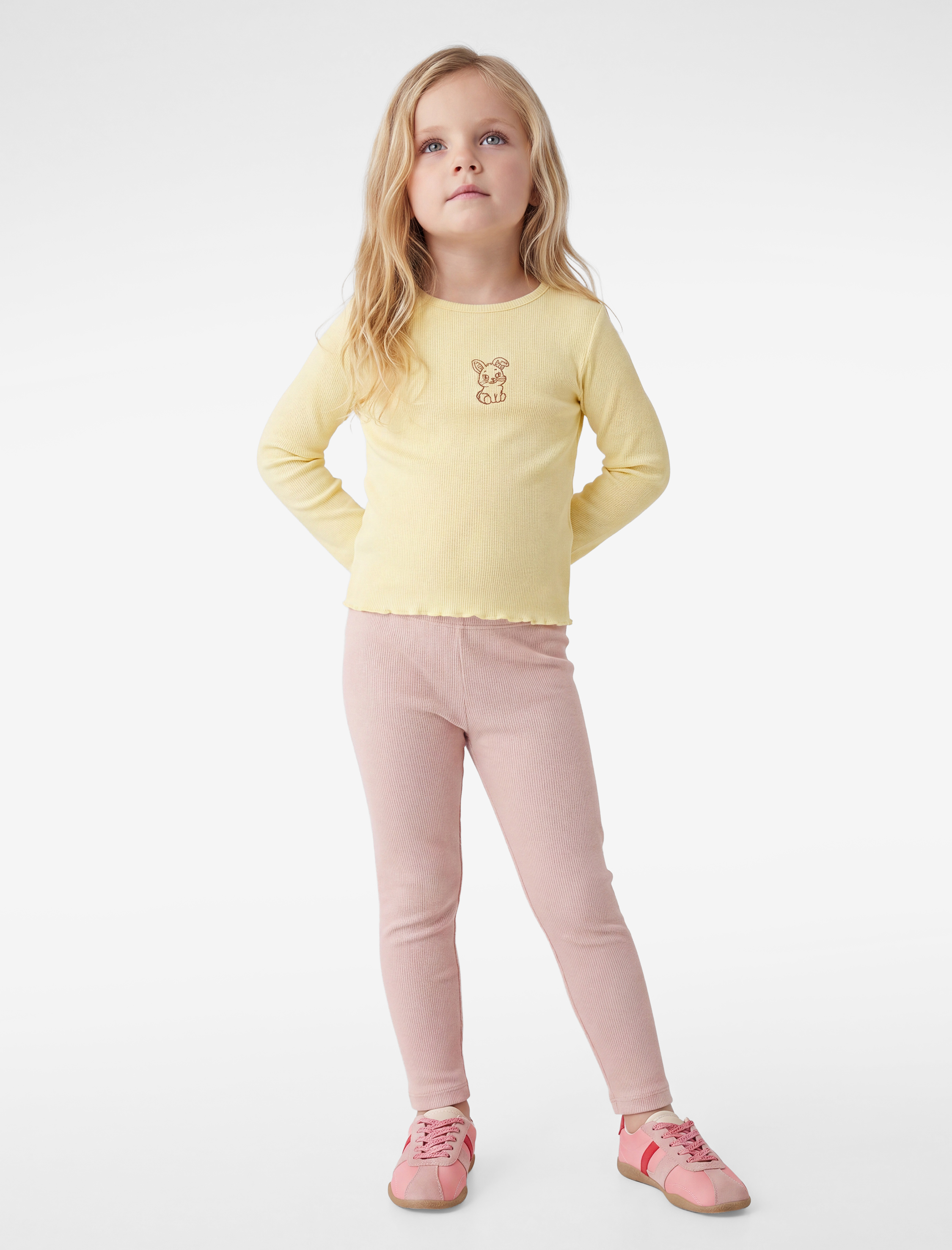 Kız Bebek Beli Lastikli Pamuklu Fitilli Basic Tayt