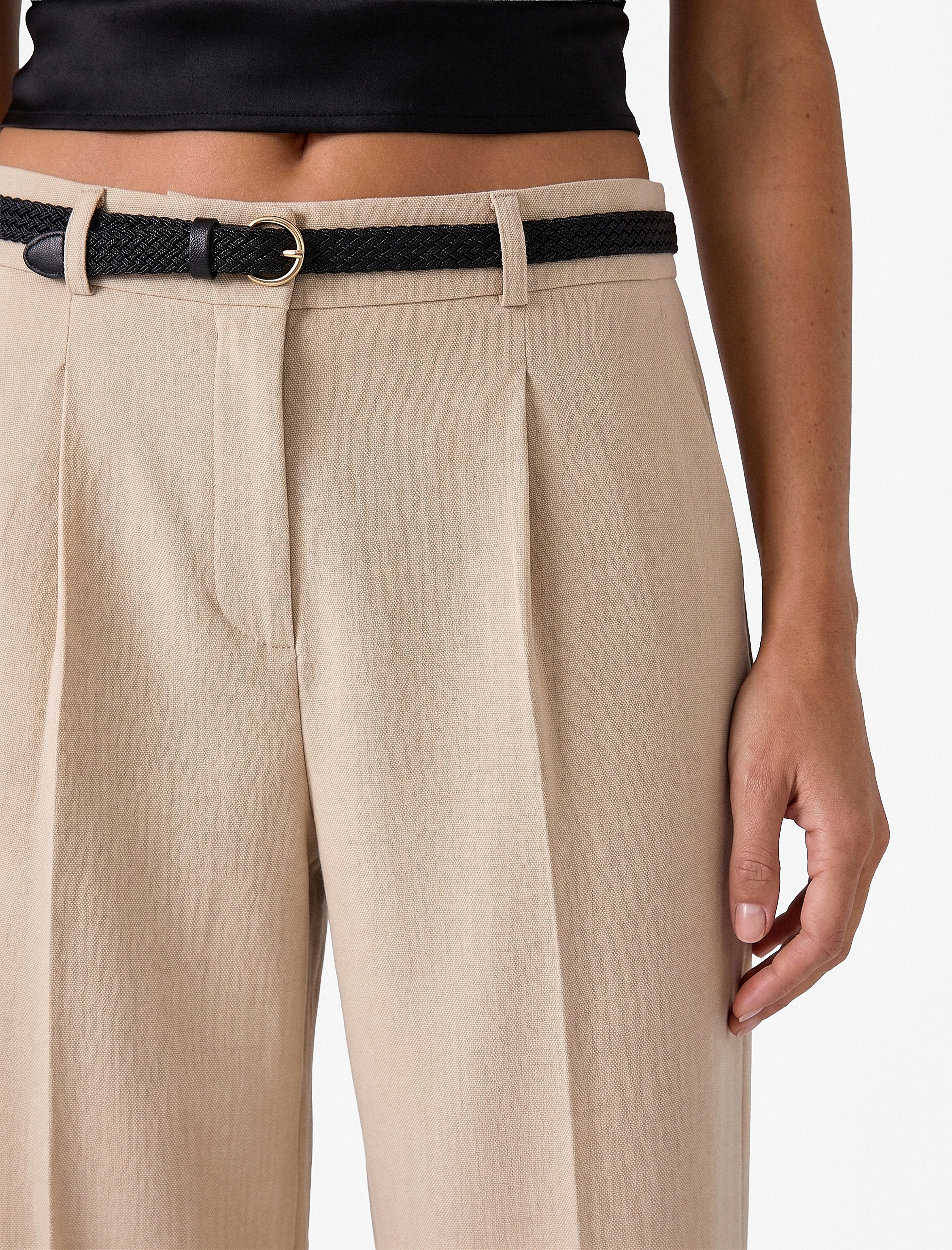   Cepli Kemerli Geniş Paça Pantolon