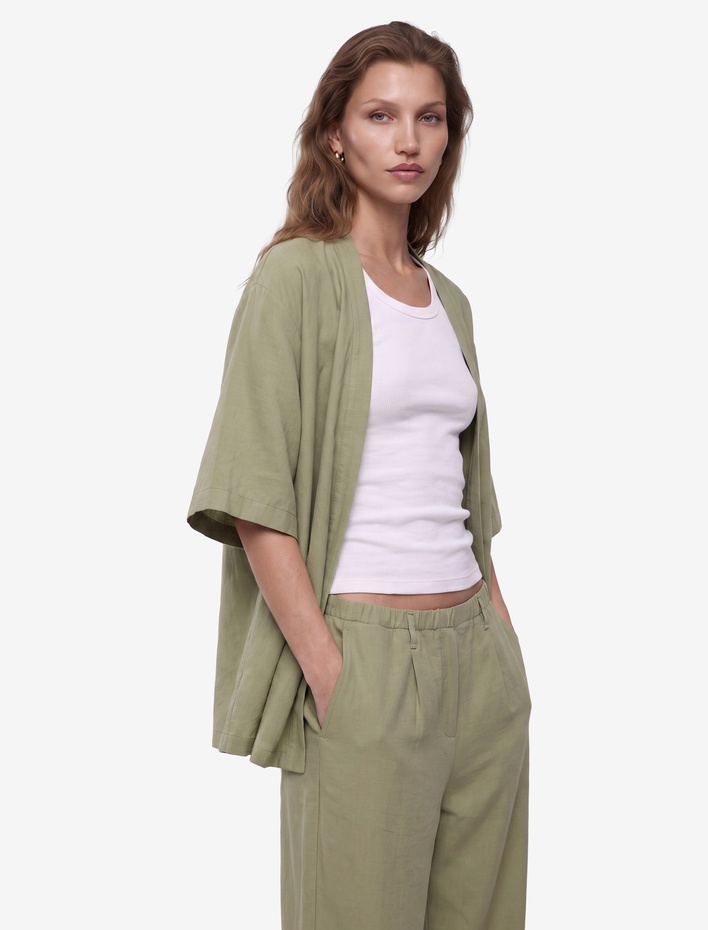 Kısa Geniş Kollu Viskon Kimono
