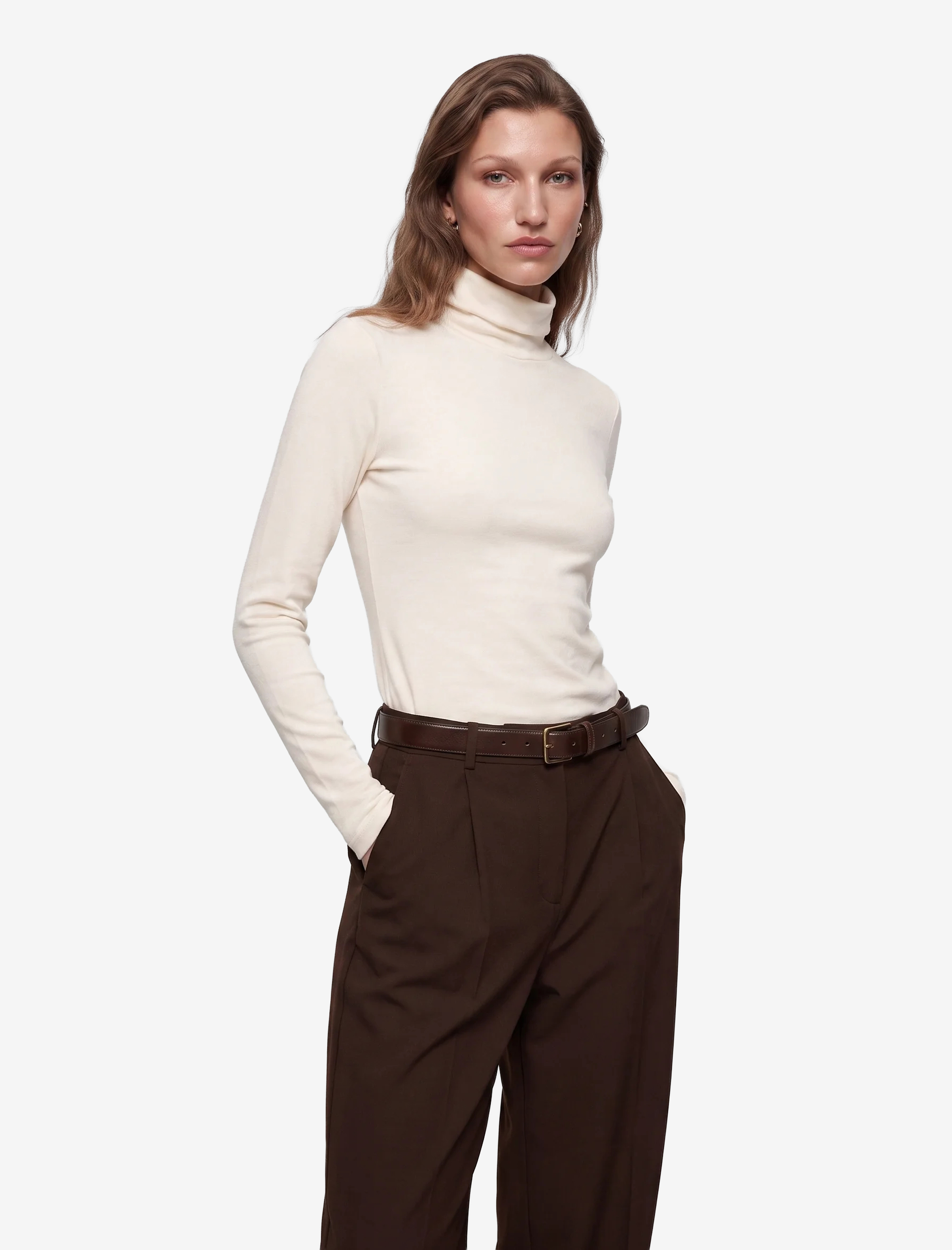   Pamuklu Slim Fit Uzun Kollu Dik Yaka Tişört