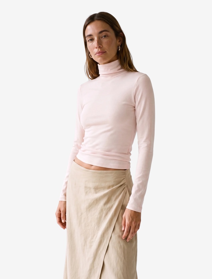  Pamuklu Slim Fit Uzun Kollu Dik Yaka Tişört