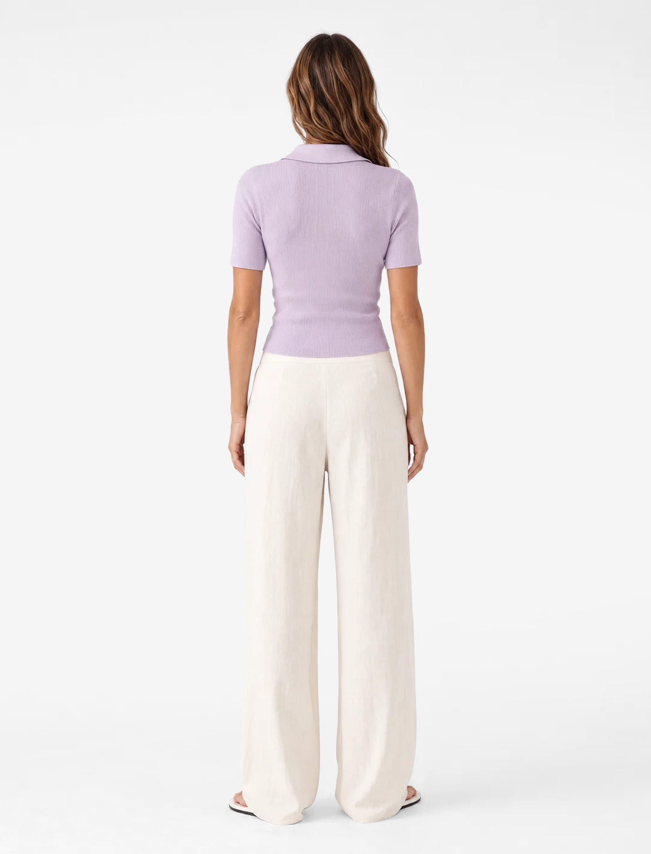   Slim Fit Kısa Kollu Parıltılı Polo V Yaka Triko Kazak