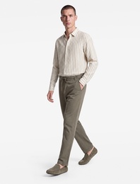 Pamuklu Cepli Straight Fit Beli Bağcıklı Düğmeli Pantolon