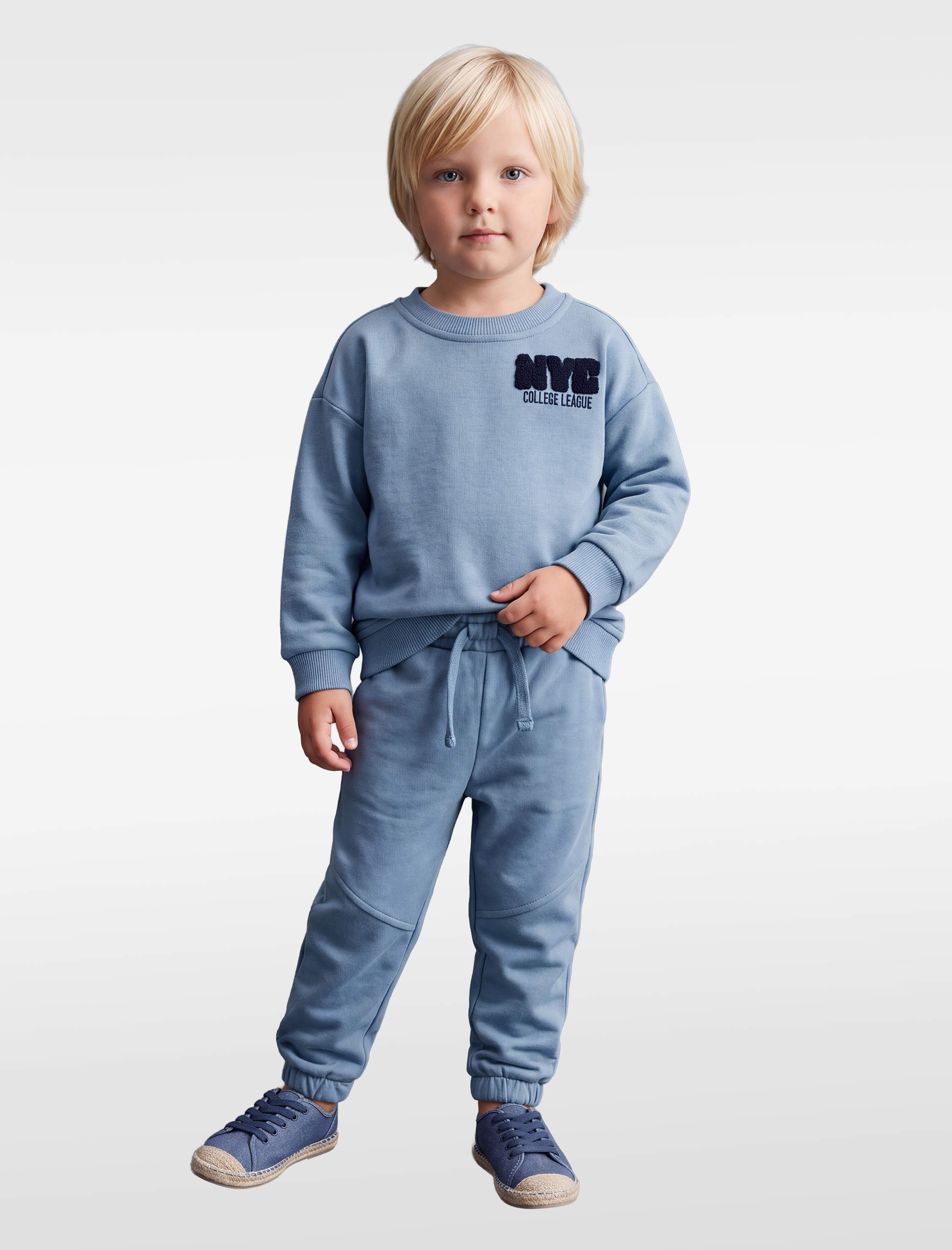  Erkek Bebek Şardonlu Baskılı Eşofman Takımı - 2'li Set
