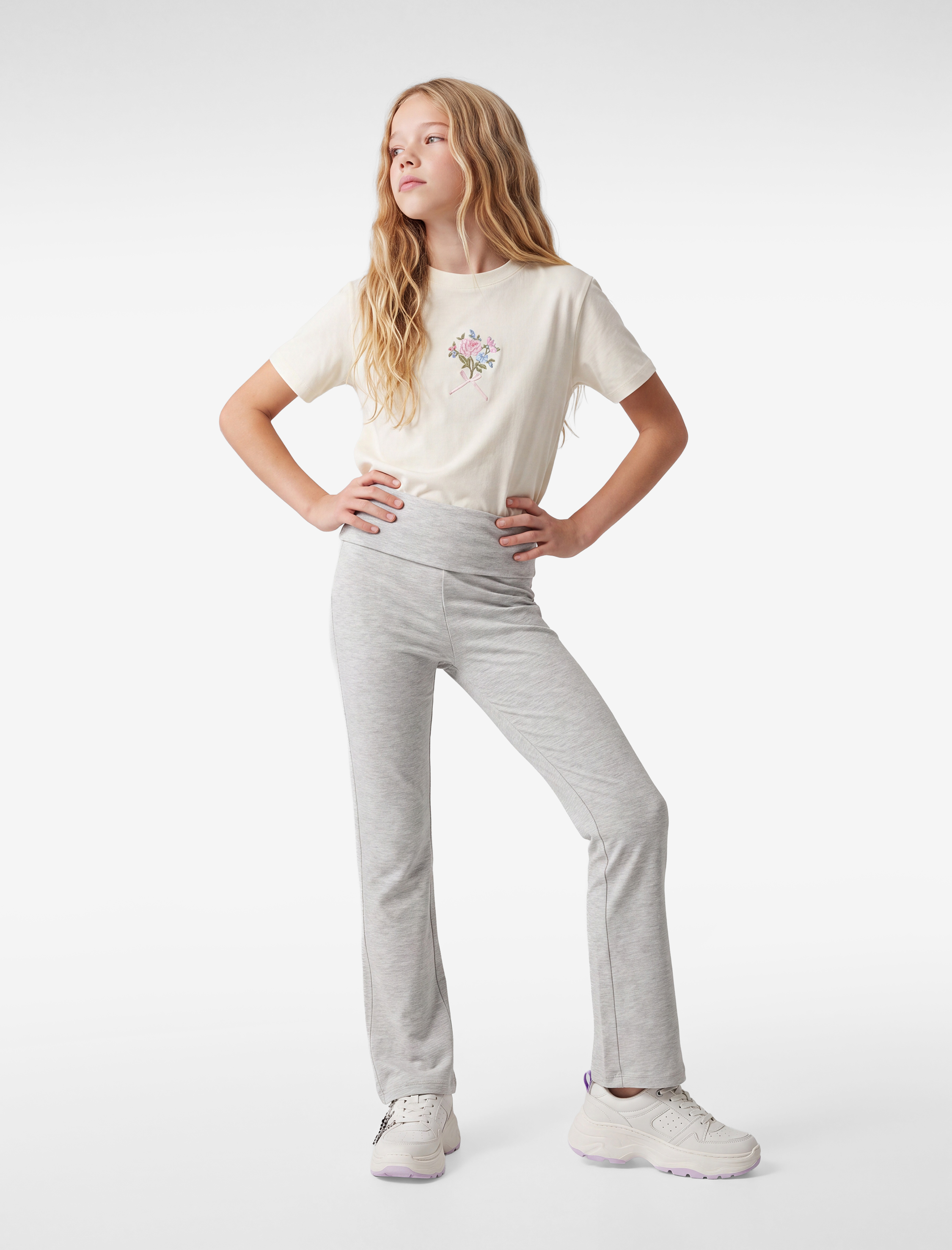  Kız Çocuk Viskon Slim Fit İspanyol Paça Tayt