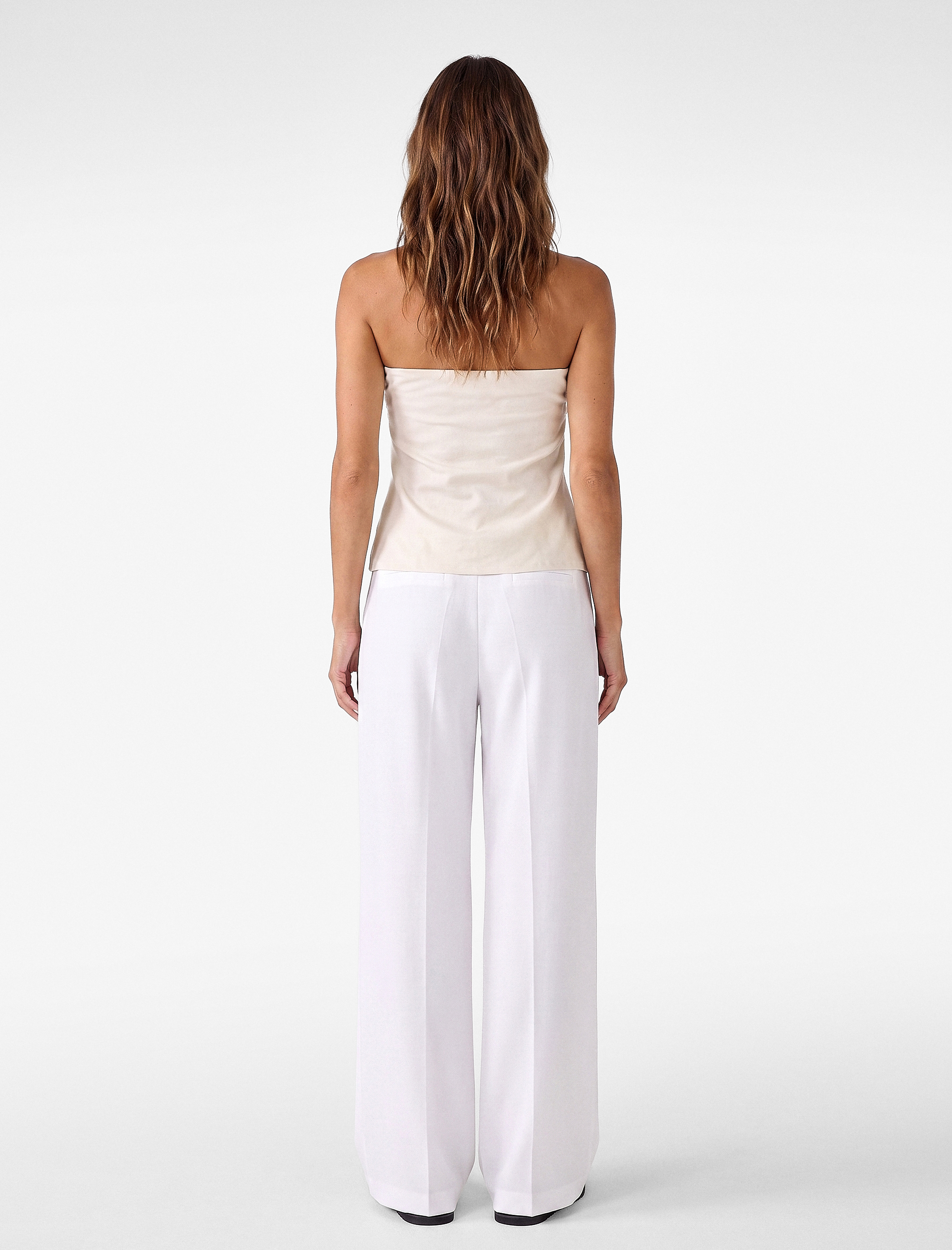   Slim Fit Bel Vurgulu Drape Detaylı Straplez Top