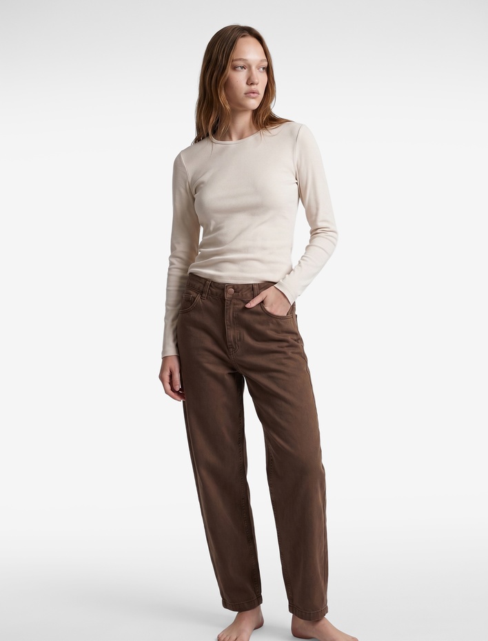  Regular Fit Normal Bel Düz Paça Pamuklu Balon Pantolon - Balloon Jeans