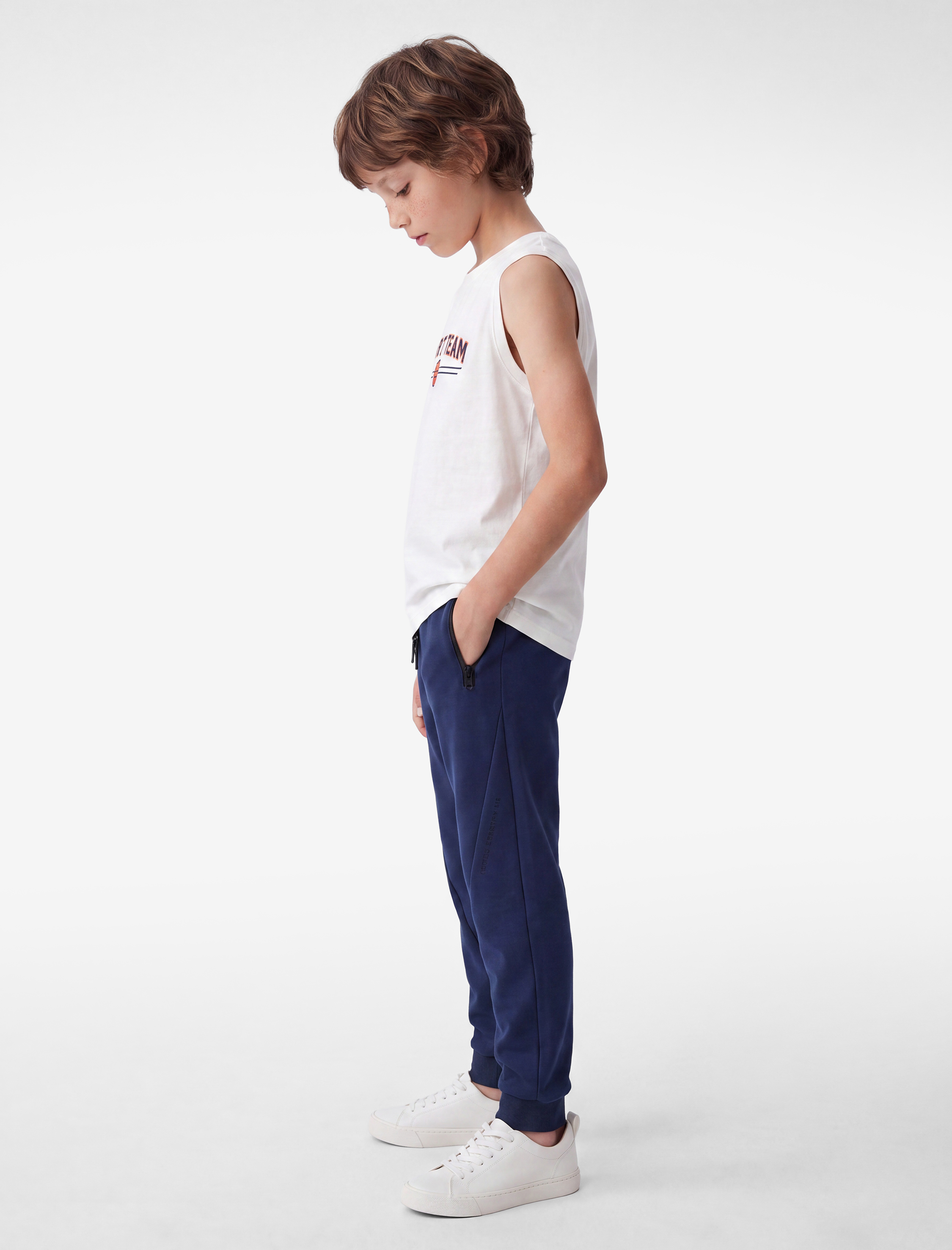  Erkek Çocuk Pamuklu Kolsuz Bisiklet Yaka Baskılı Oversize Atlet