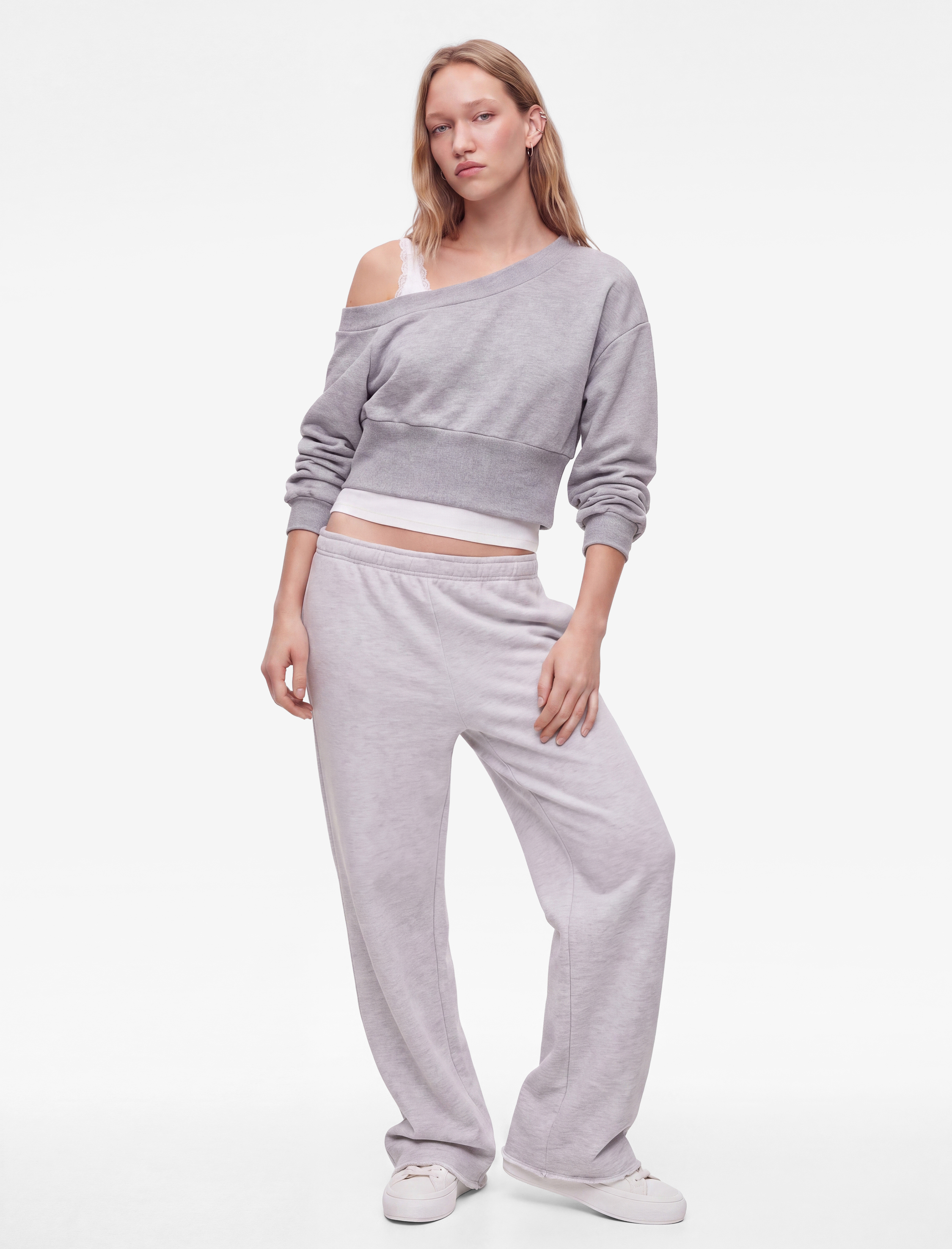   Slim Fit Asimetrik Yaka Korse Detaylı Uzun Kollu Crop Sweatshirt
