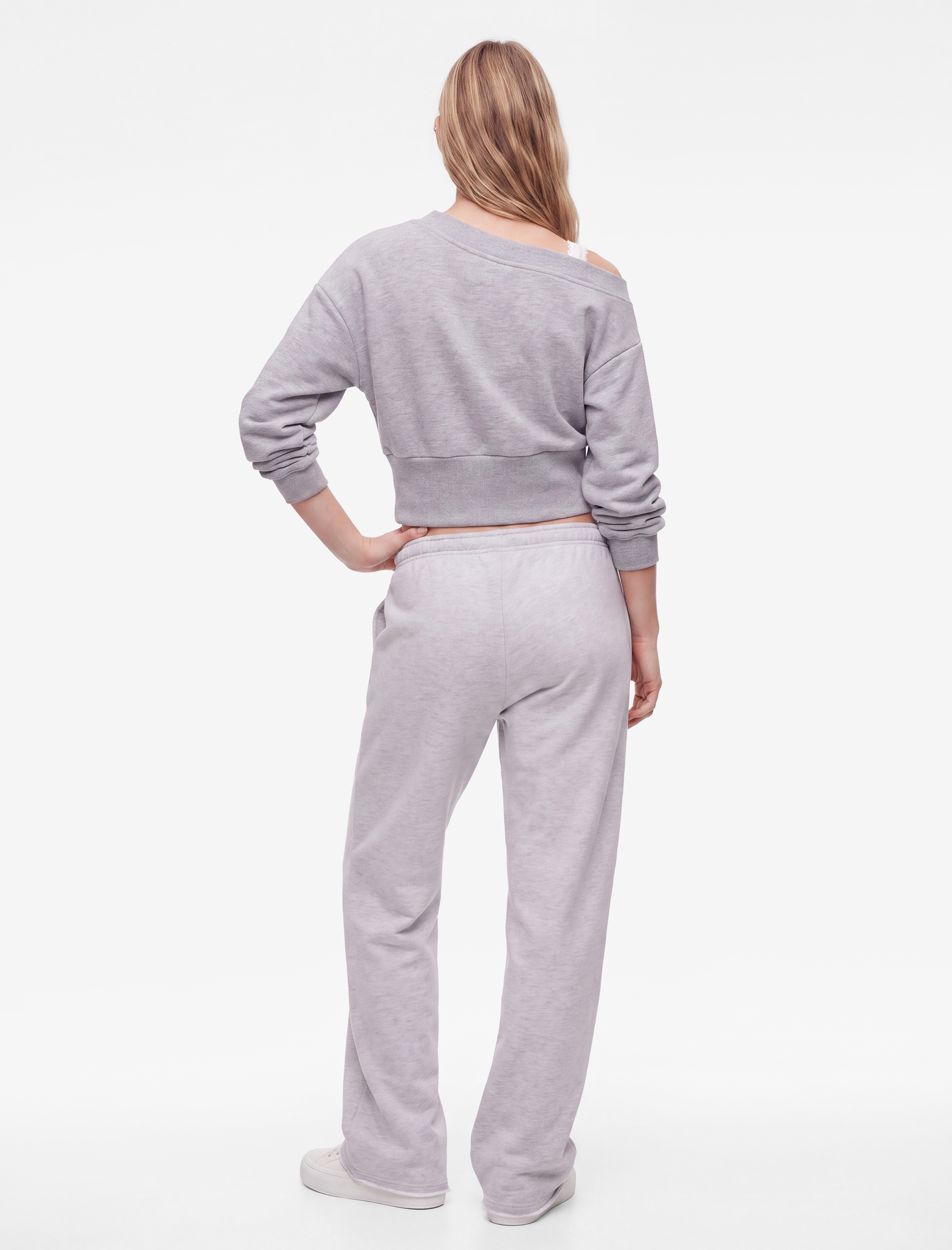   Slim Fit Asimetrik Yaka Korse Detaylı Uzun Kollu Crop Sweatshirt
