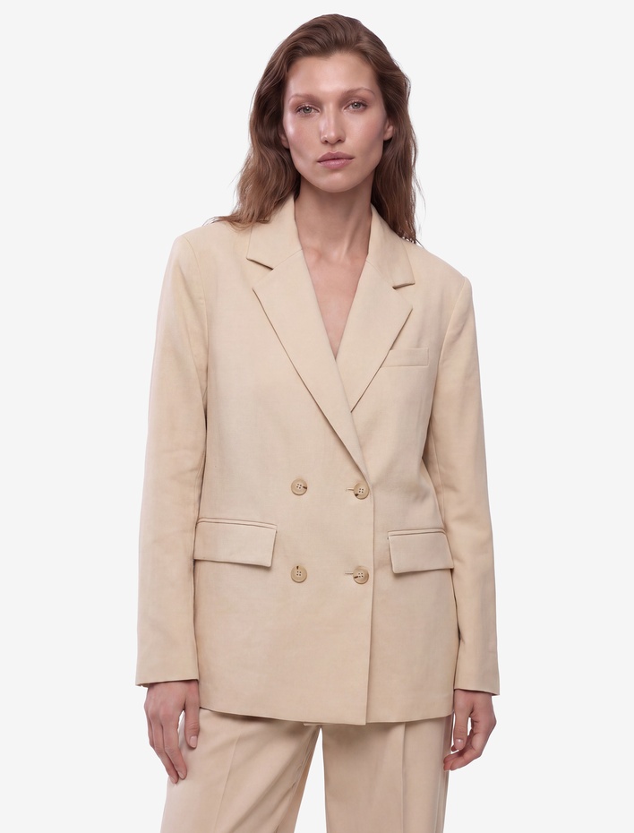  Cepli Uzun Kollu Düğmeli Kruvaze Oversize Blazer Ceket