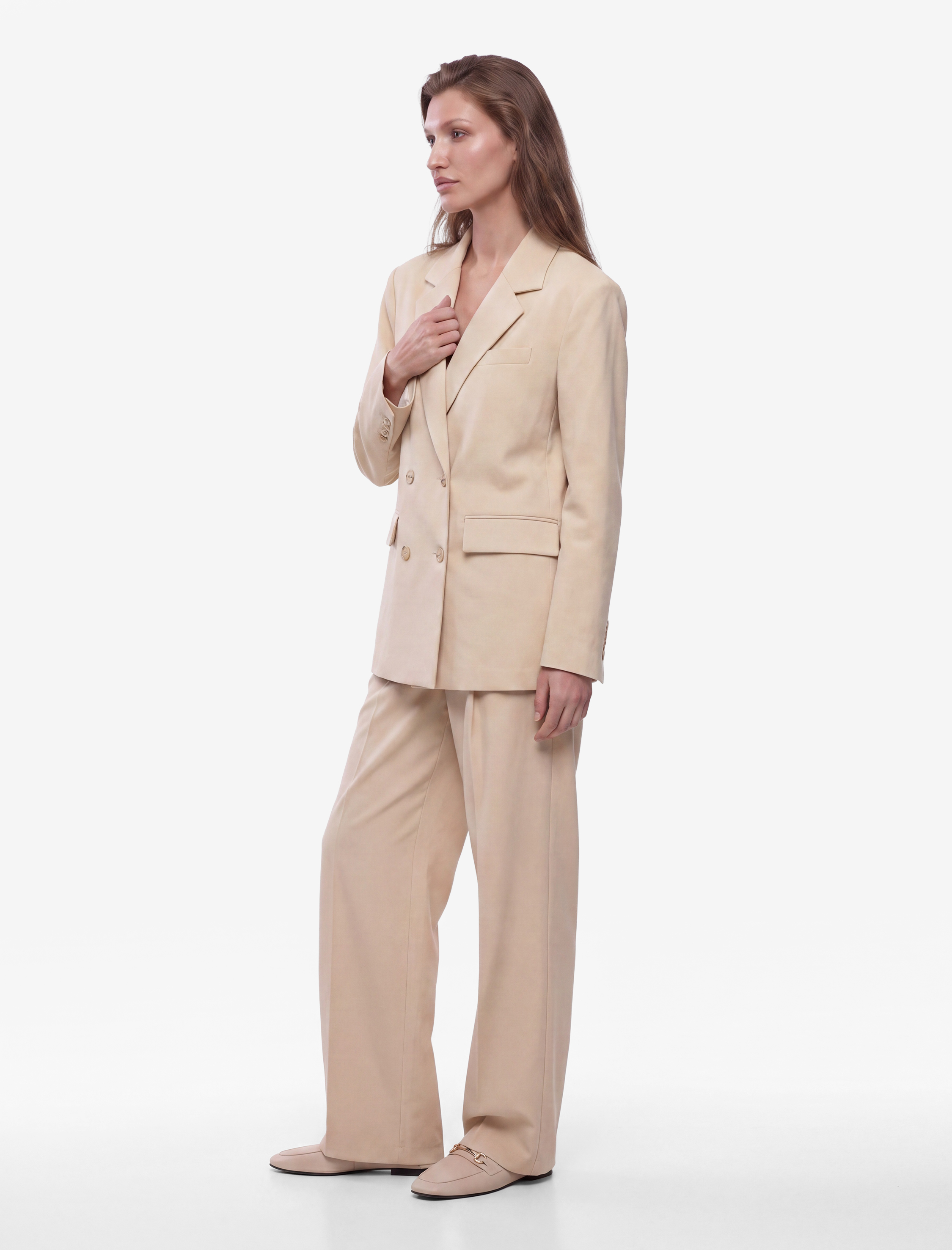   Cepli Uzun Kollu Düğmeli Kruvaze Oversize Blazer Ceket