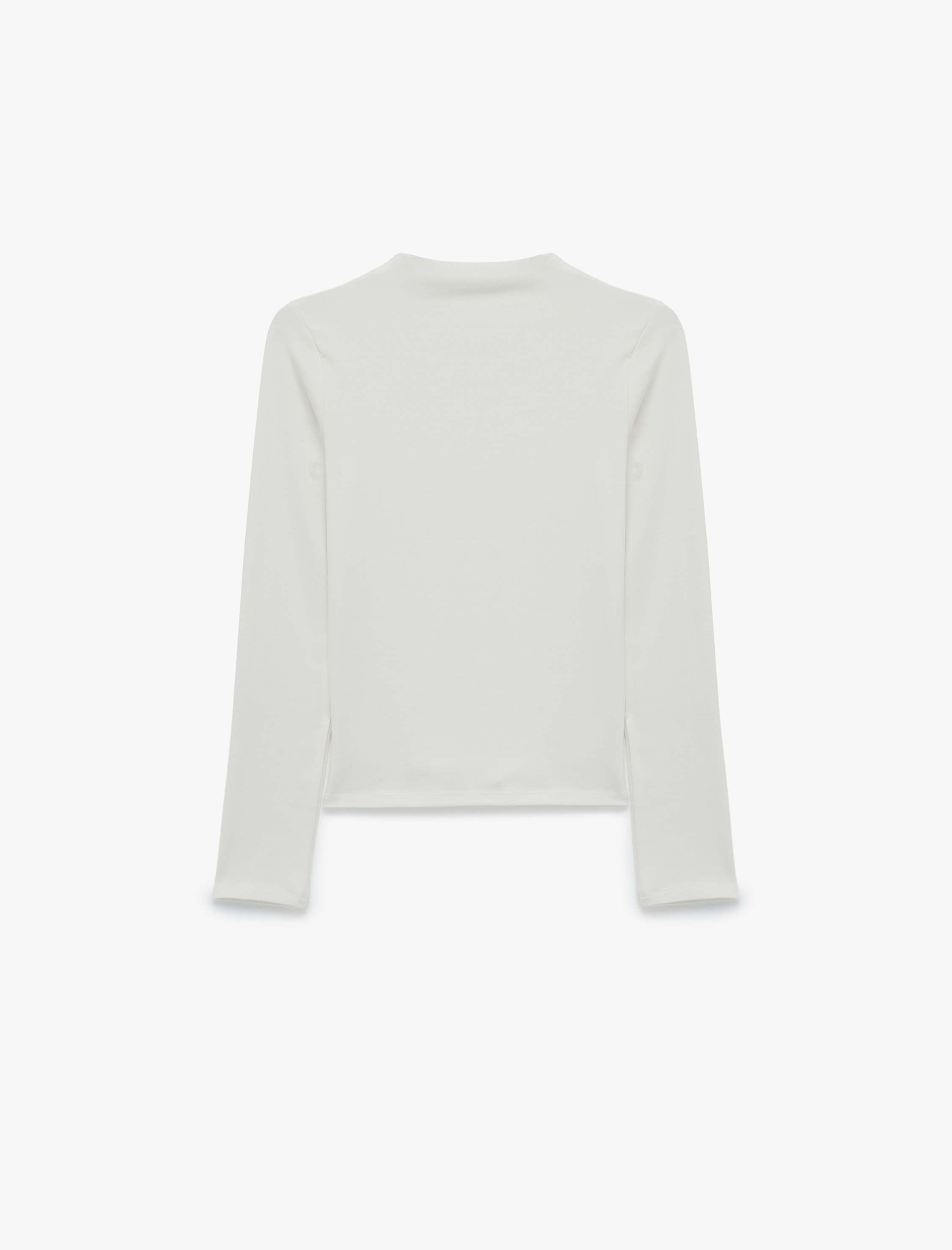  Modal Karışımlı Slim Fit Dik Yaka Uzun Kollu Tişört