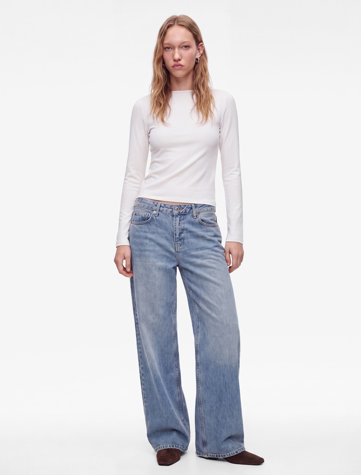  Modal Karışımlı Slim Fit Dik Yaka Uzun Kollu Tişört
