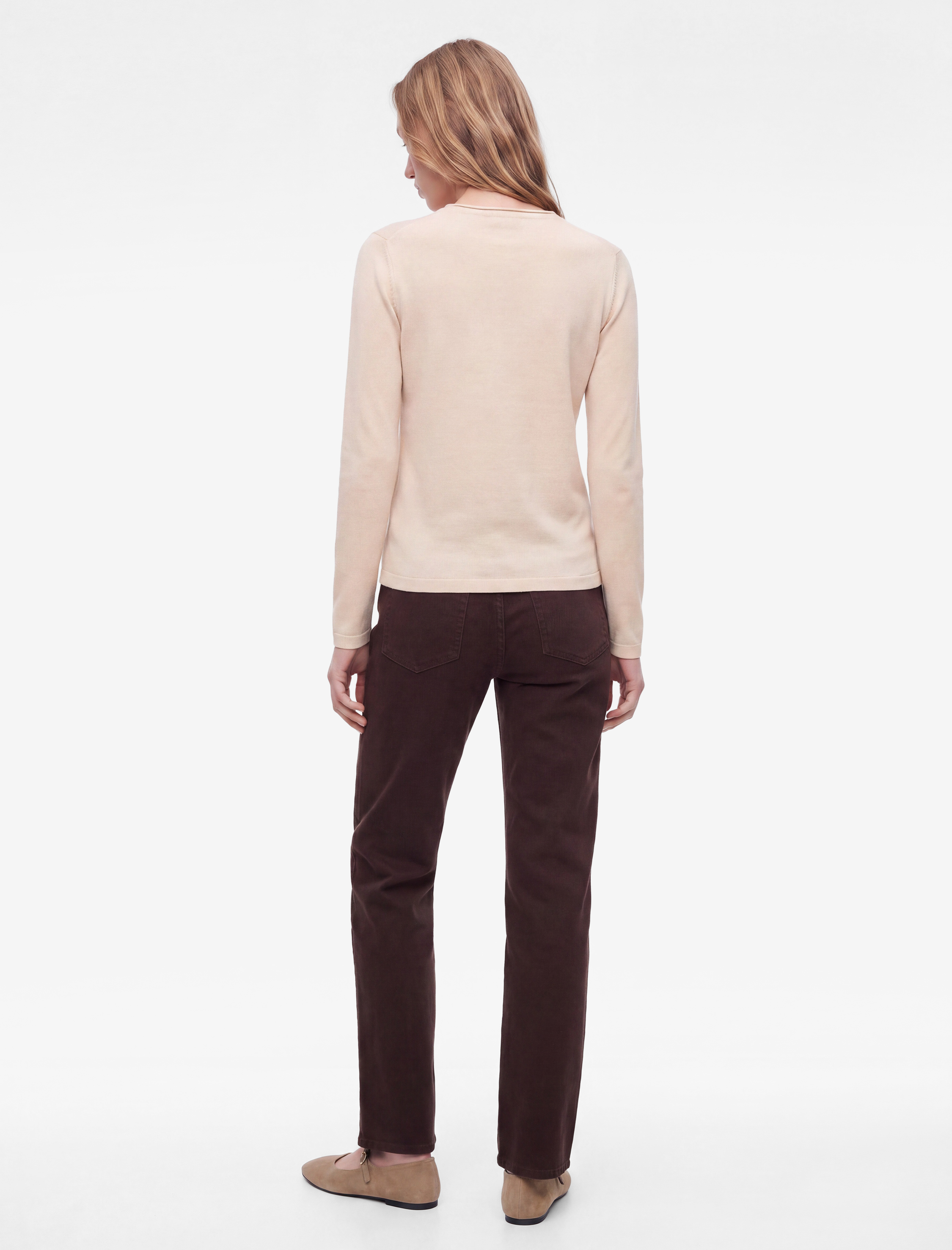   Modal Karışımlı Slim Fit Dik Yaka Uzun Kollu Tişört