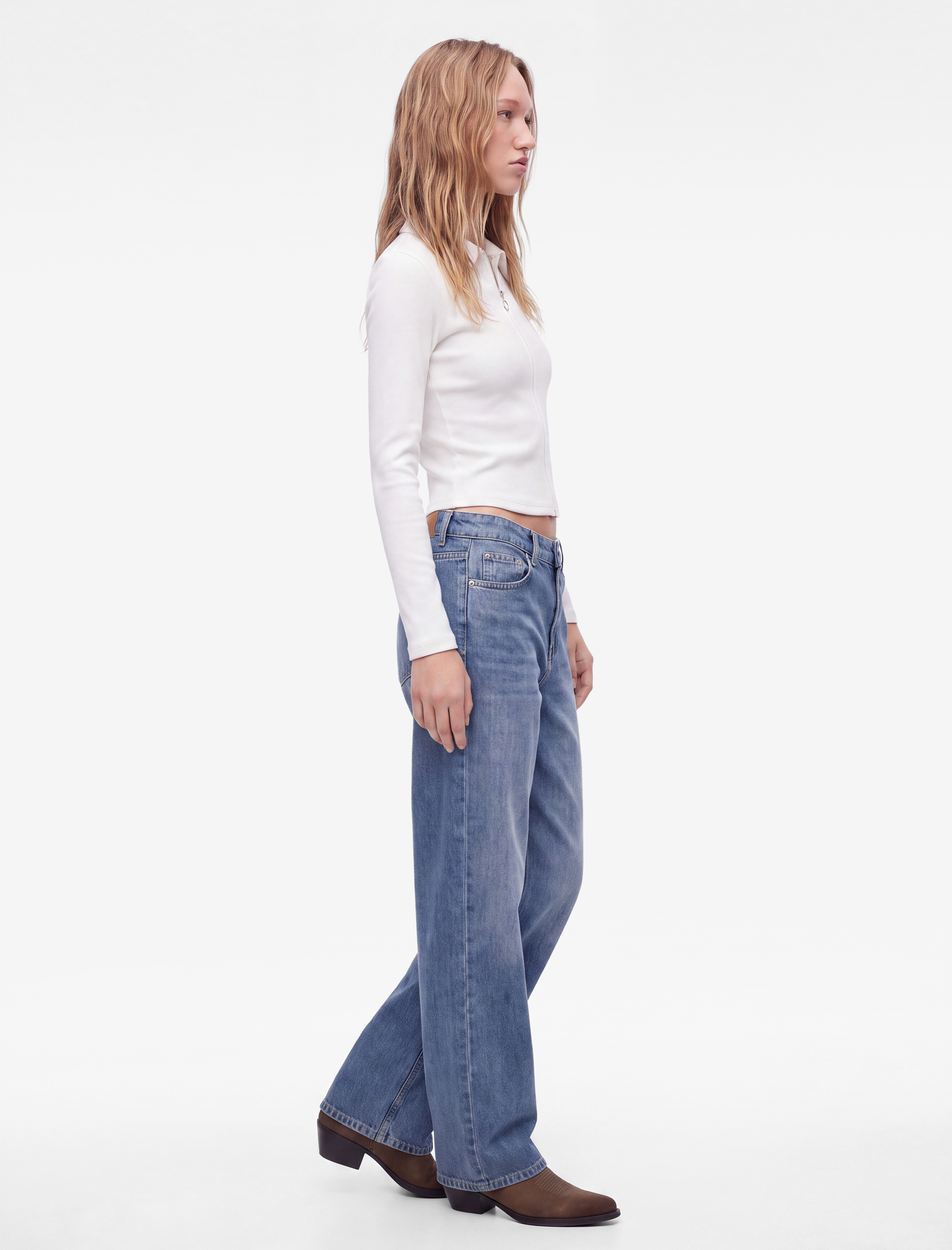   Pamuklu Slim Fit Fermuarlı Uzun Kollu Kaşkorse Polo Yaka Tişört
