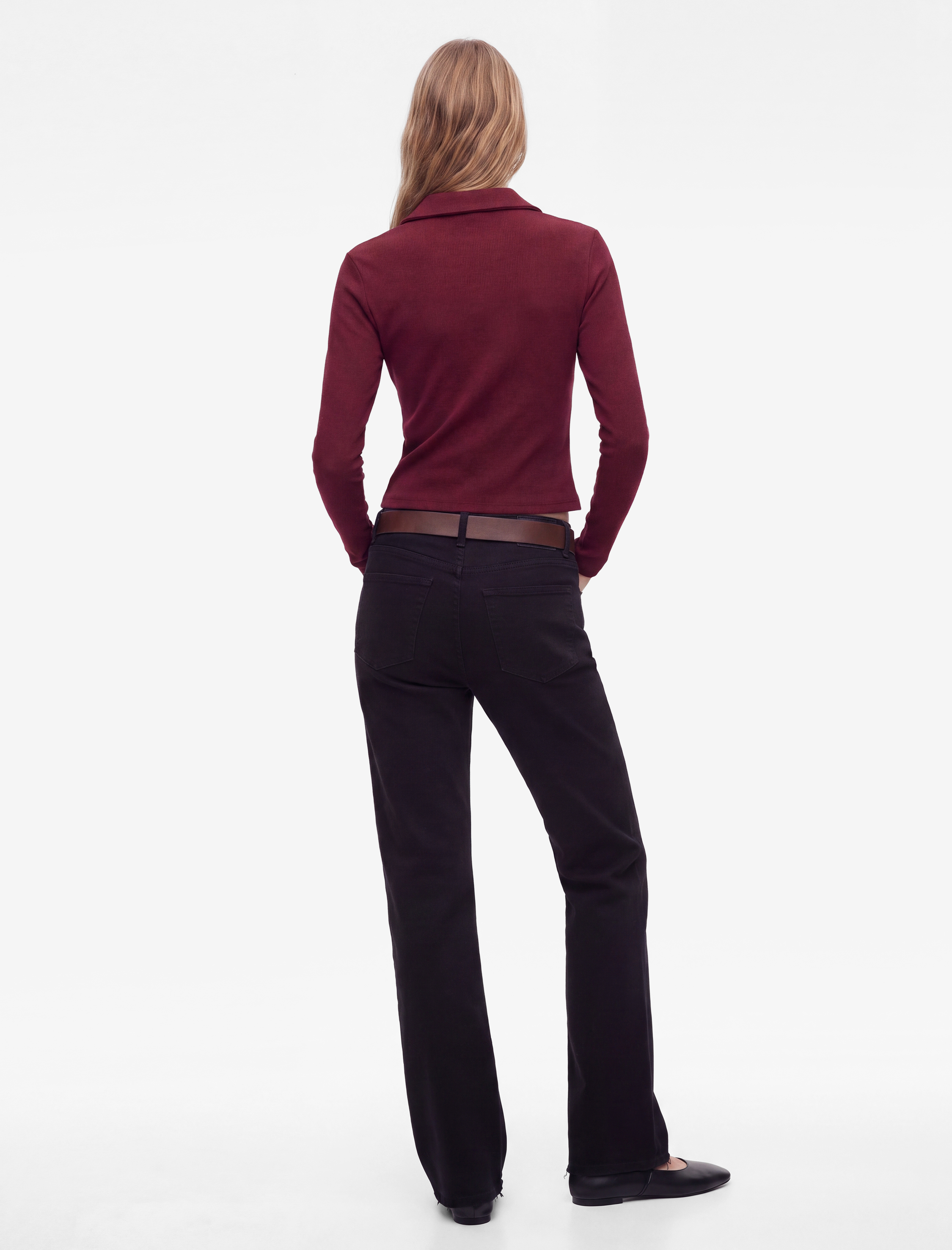   Pamuklu Slim Fit Fermuarlı Uzun Kollu Kaşkorse Polo Yaka Tişört