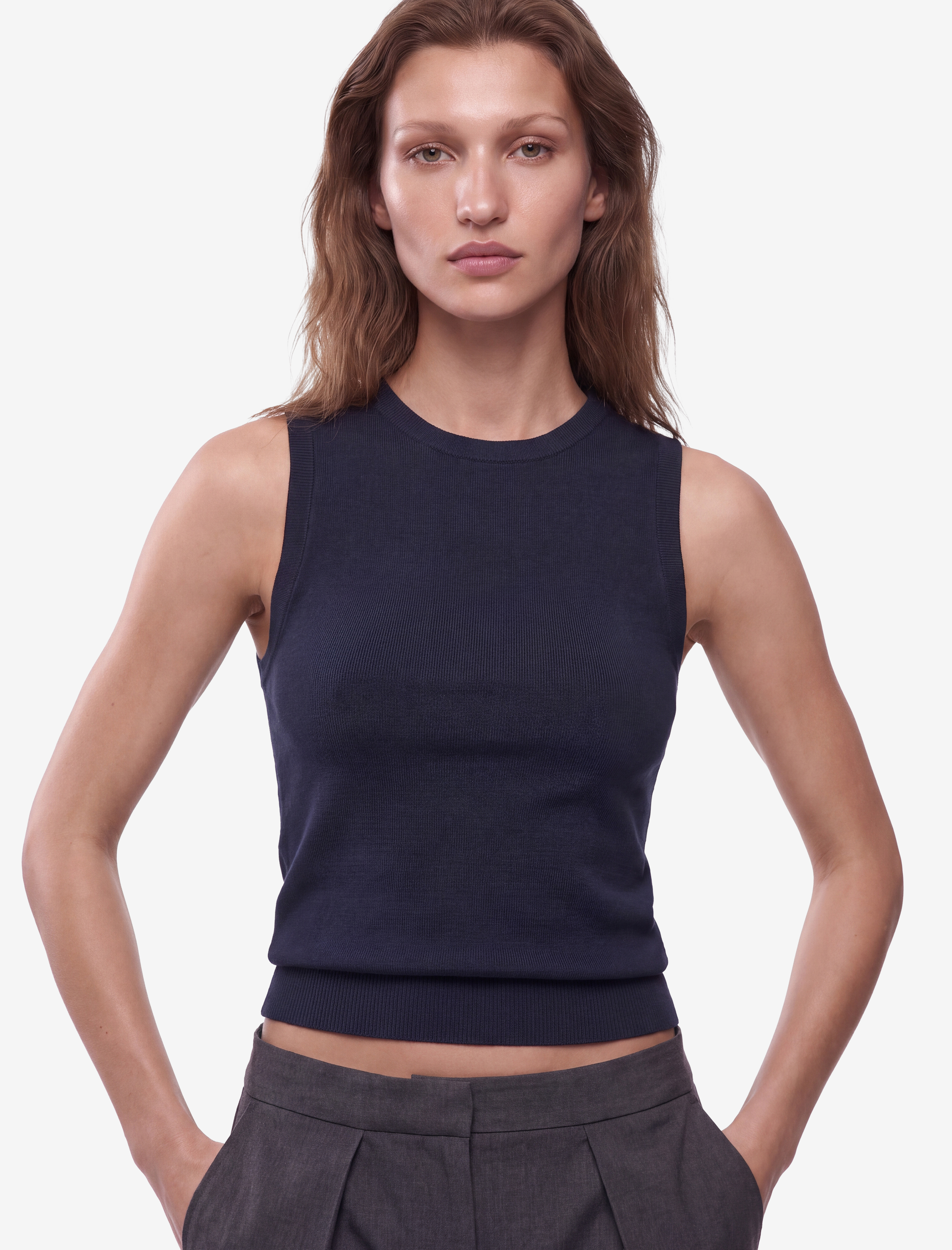  Regular Fit Kolsuz Bisiklet Yaka Triko Bluz