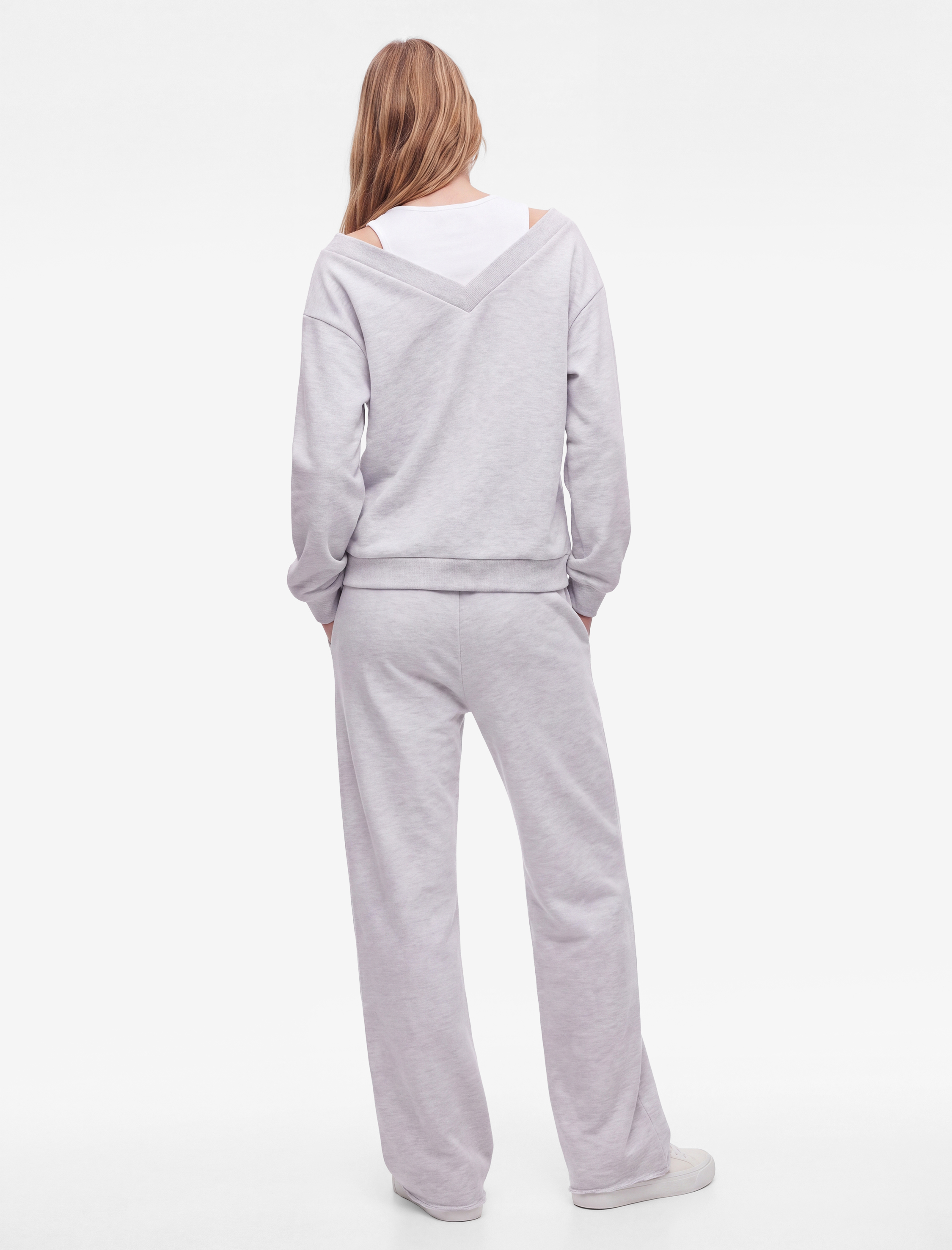   Rahat Kalıp Atlet Detaylı Uzun Kollu Bisiklet Yaka Şardonlu Sweatshirt