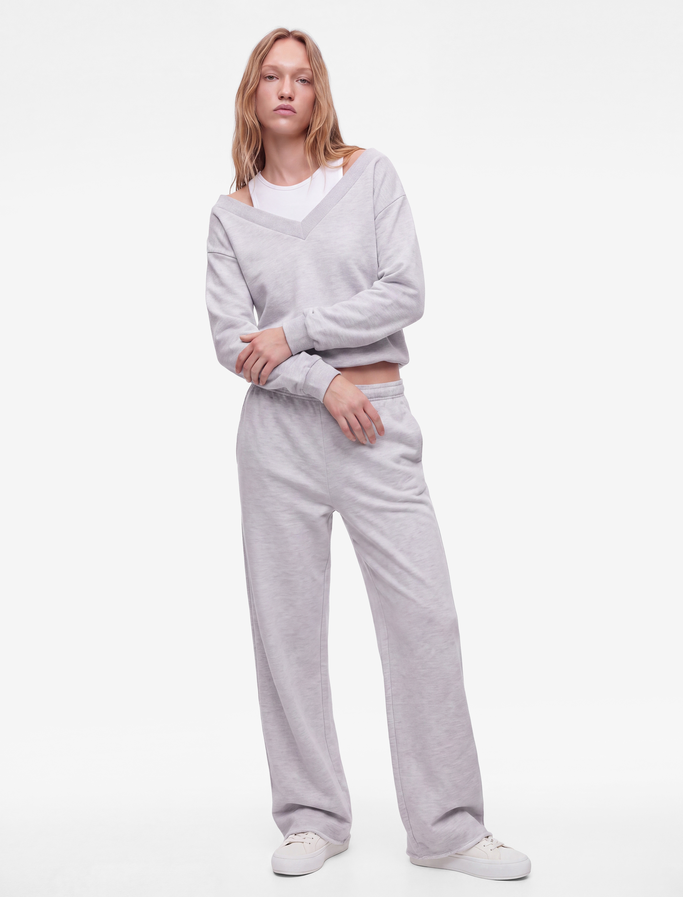   Rahat Kalıp Atlet Detaylı Uzun Kollu Bisiklet Yaka Şardonlu Sweatshirt