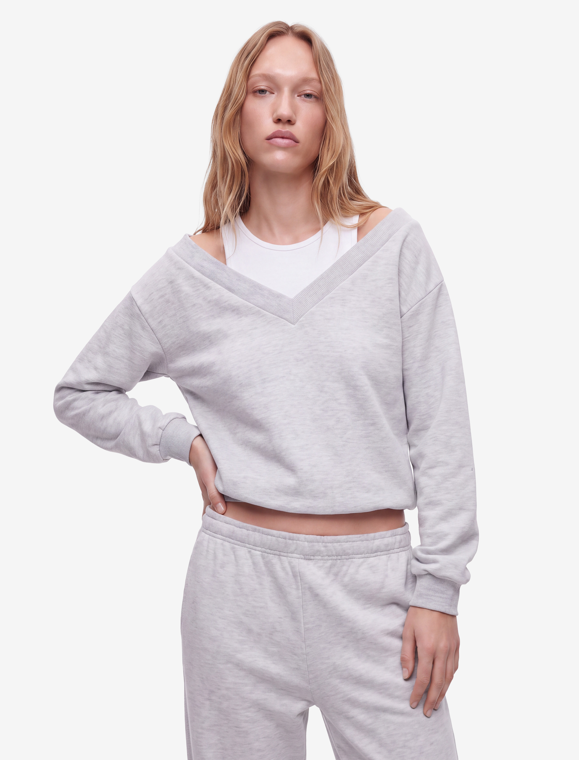   Rahat Kalıp Atlet Detaylı Uzun Kollu Bisiklet Yaka Şardonlu Sweatshirt