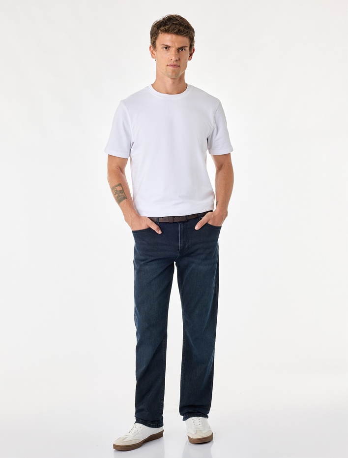  Normal Bel Pamuklu Straight Fit Jean Pantolon - Mark Jean