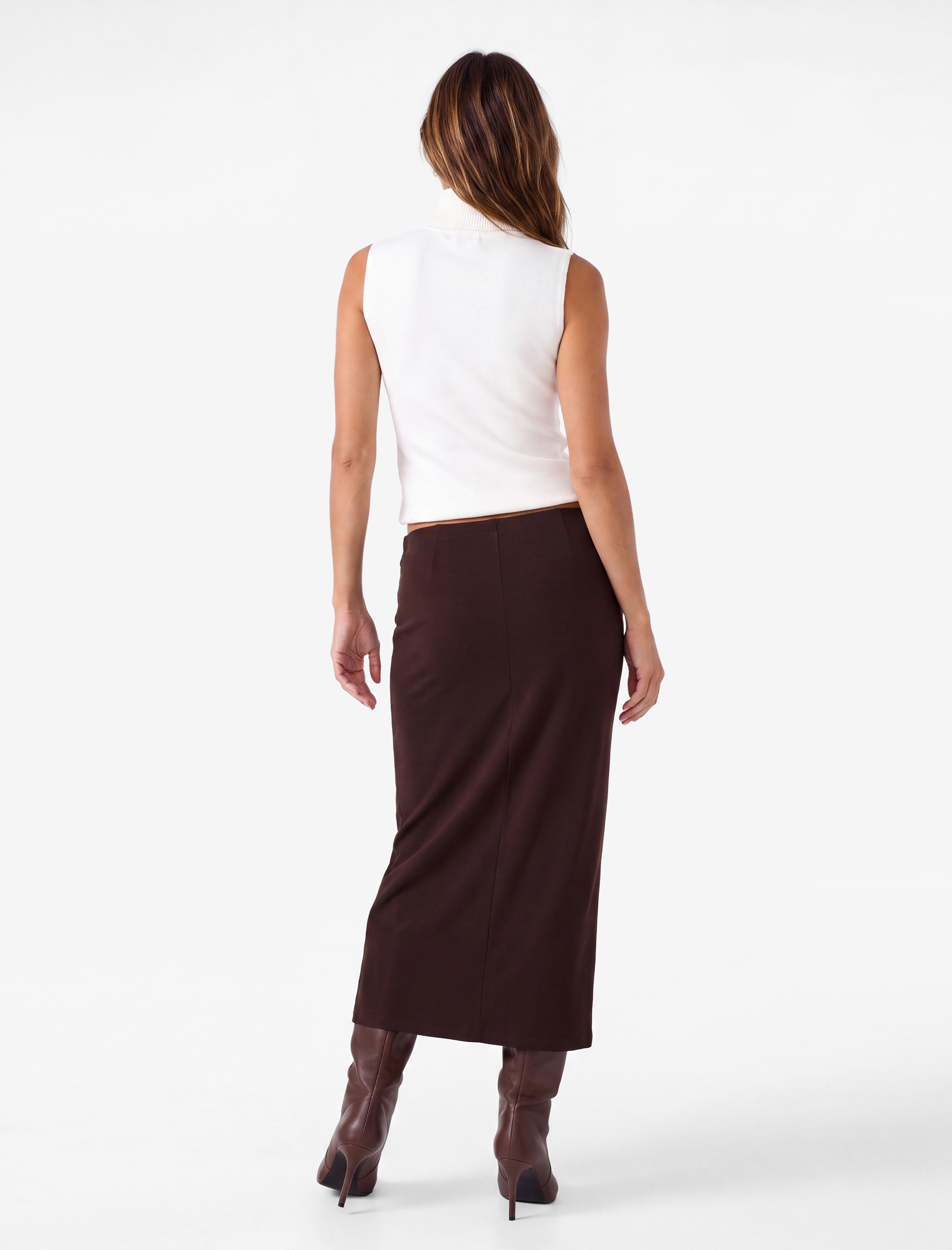   Sandy Kumaş Slim Fit Drape Detaylı Midi Etek