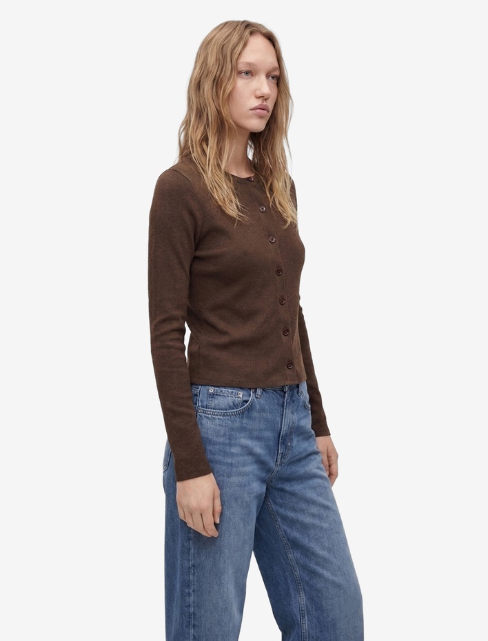  Slim Fit Uzun Kollu Bisiklet Yaka Düğmeli Triko Hırka