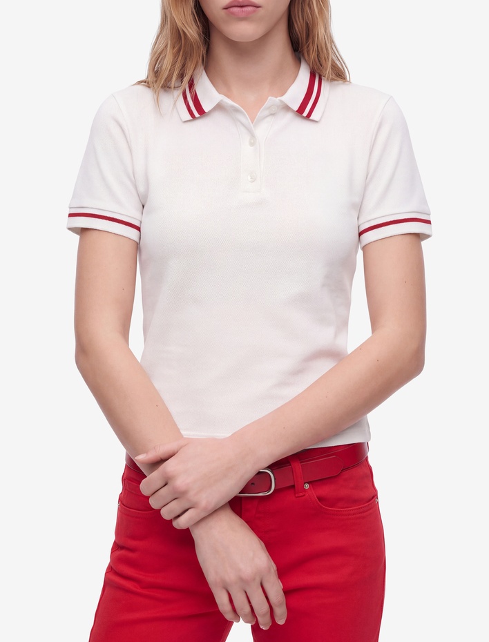  Düğmeli Kısa Kollu Polo Yaka Çizgili Tişört