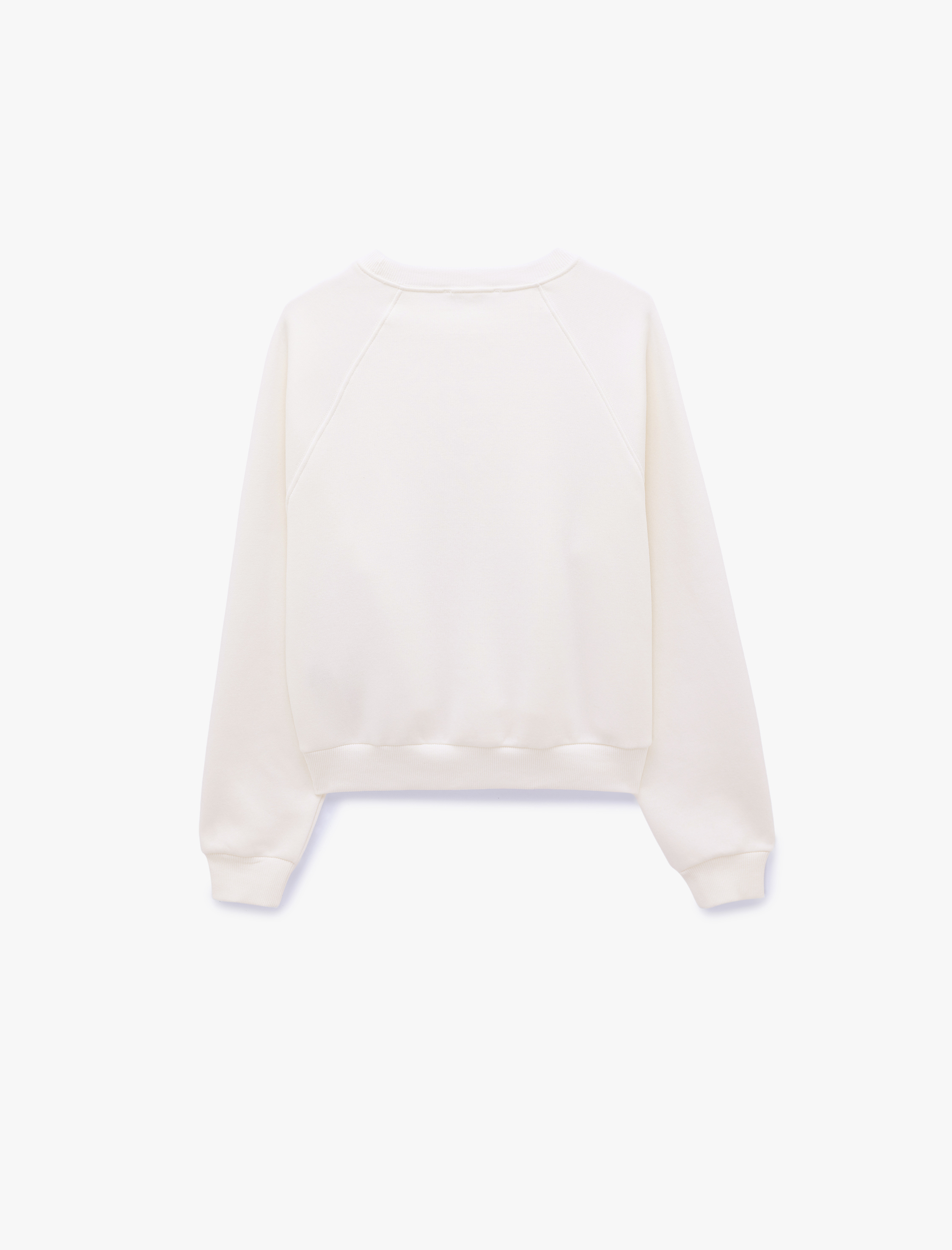   Üç İplik Şardonlu Rahat Kalıp Uzun Kollu Bisiklet Yaka Sweatshirt