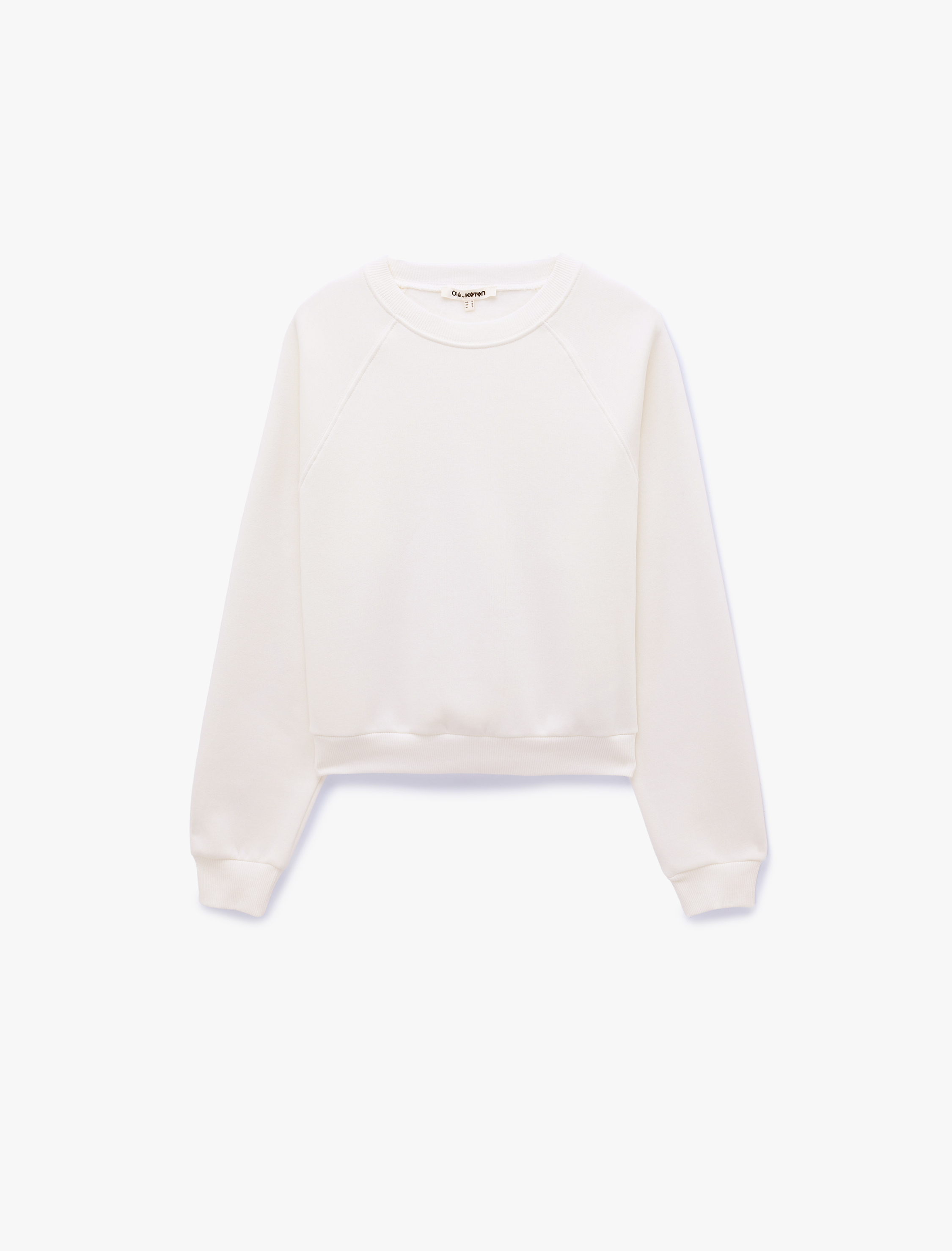   Üç İplik Şardonlu Rahat Kalıp Uzun Kollu Bisiklet Yaka Sweatshirt