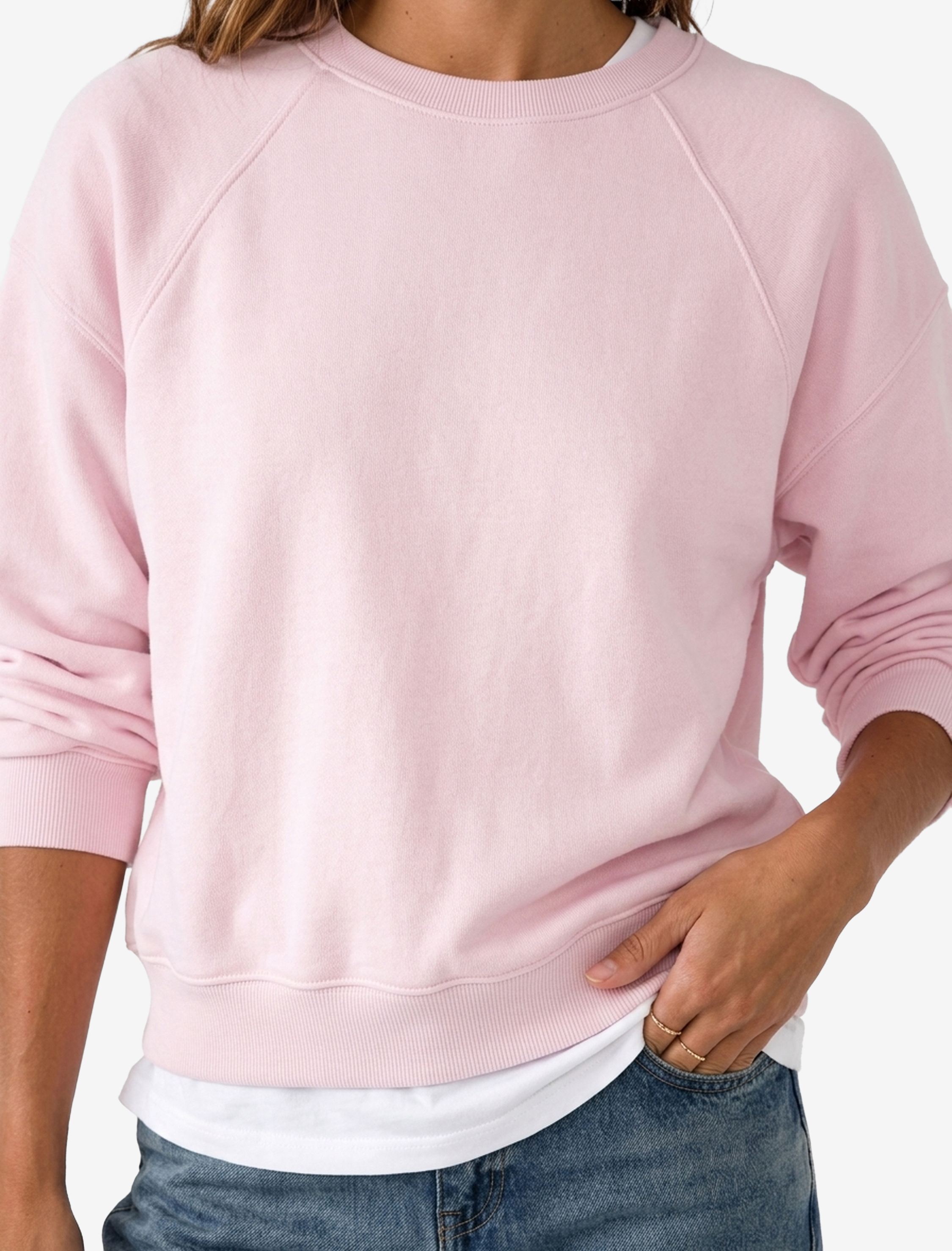   Regular Fit Üç İplik Şardonlu Uzun Kollu Bisiklet Yaka Basic Sweatshirt