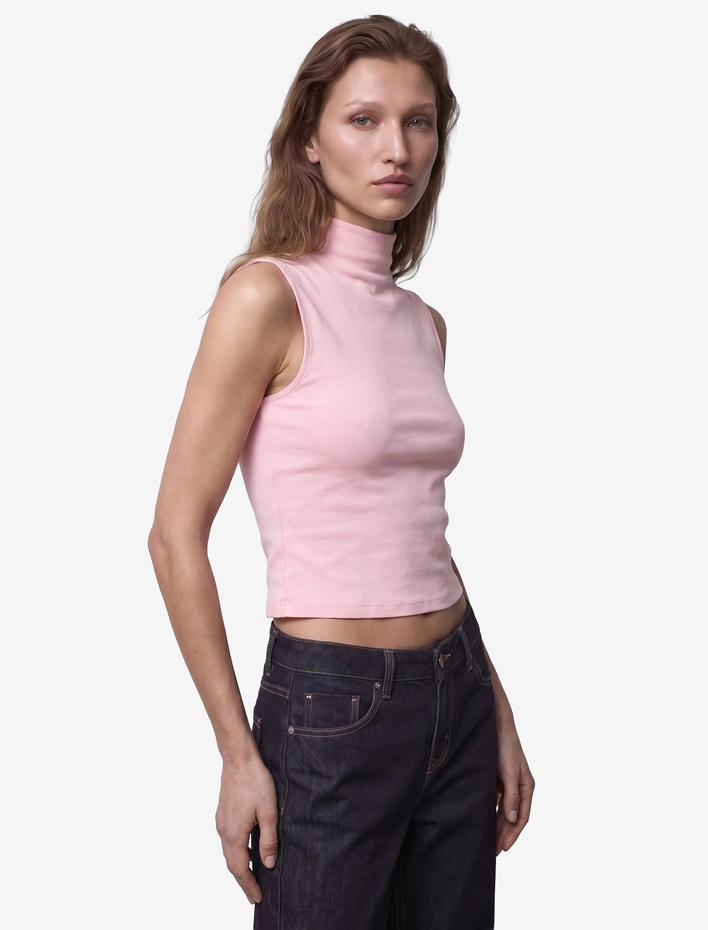  Pamuklu Dik Yaka Slim Fit Kolsuz Body