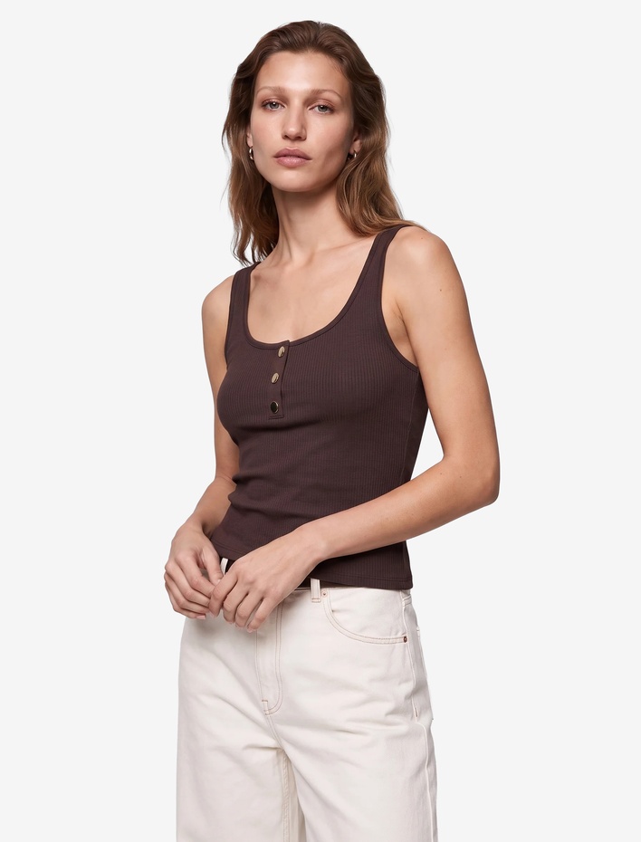  Viskon Kumaş Slim Fit Düğmeli Henley Yaka Atlet Bluz