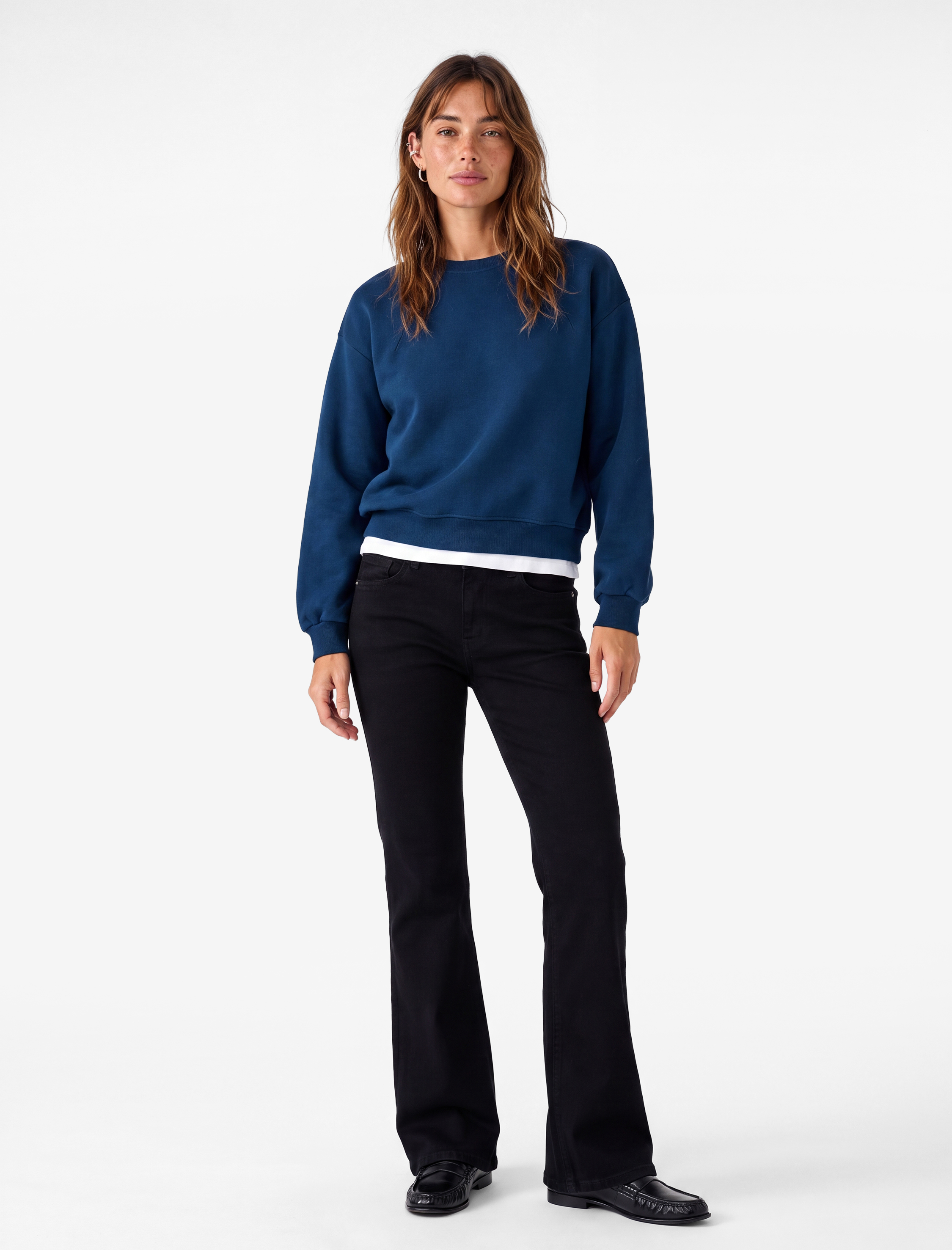   Regular Fit Üç İplik Şardonlu Uzun Kollu Bisiklet Yaka Basic Sweatshirt