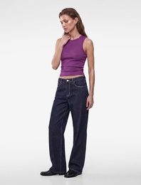 Pamuklu Kaşkorse Slim Fit Kolsuz Bisiklet Yaka Fitilli Atlet